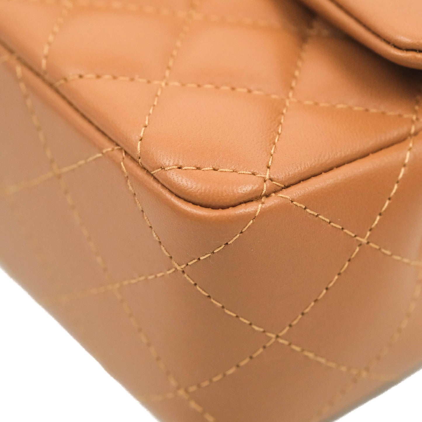 Chanel Quilted Mini Rectangular Flap Caramel Lambskin Gold Hardware 22S