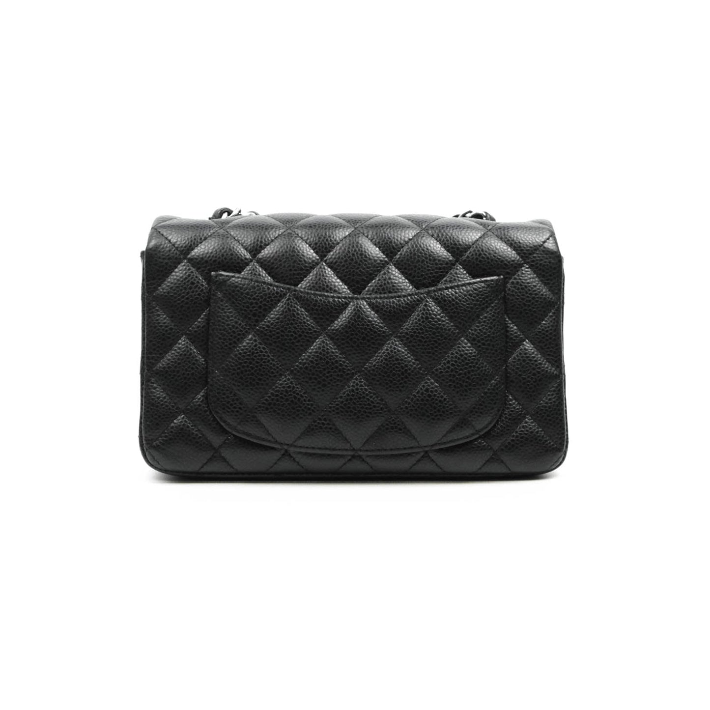 Chanel Quilted Mini Rectangular Flap Black Caviar Silver Hardware 18S