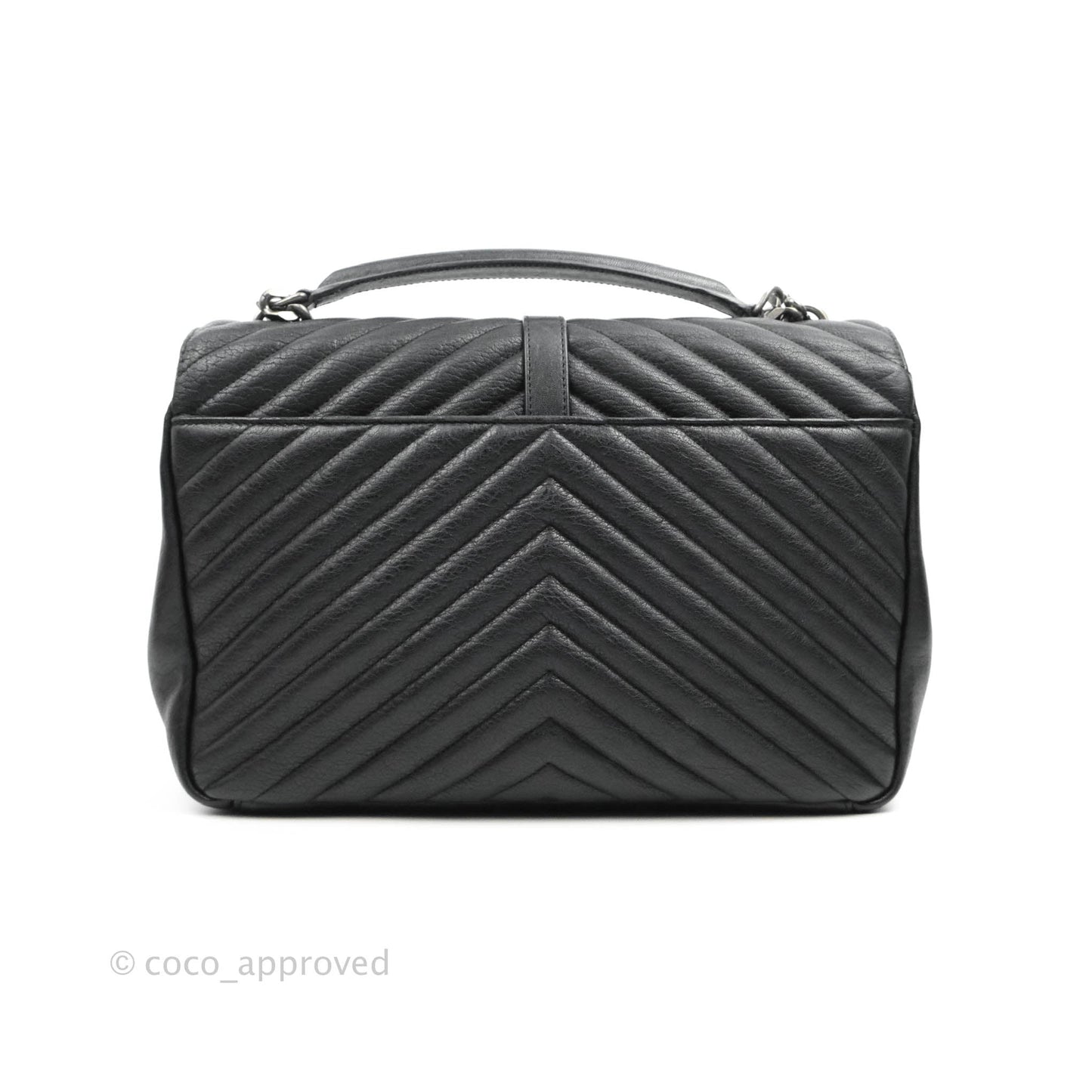 Saint Laurent Chevron Large College Black Chain Bag Ruthenium Hardware