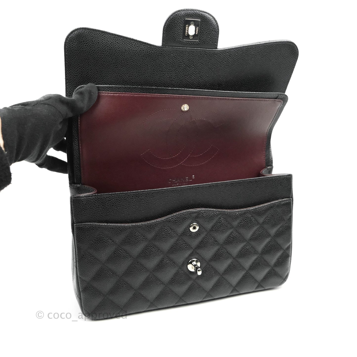 Chanel Jumbo Double Flap Black Caviar Silver Hardware⁣⁣