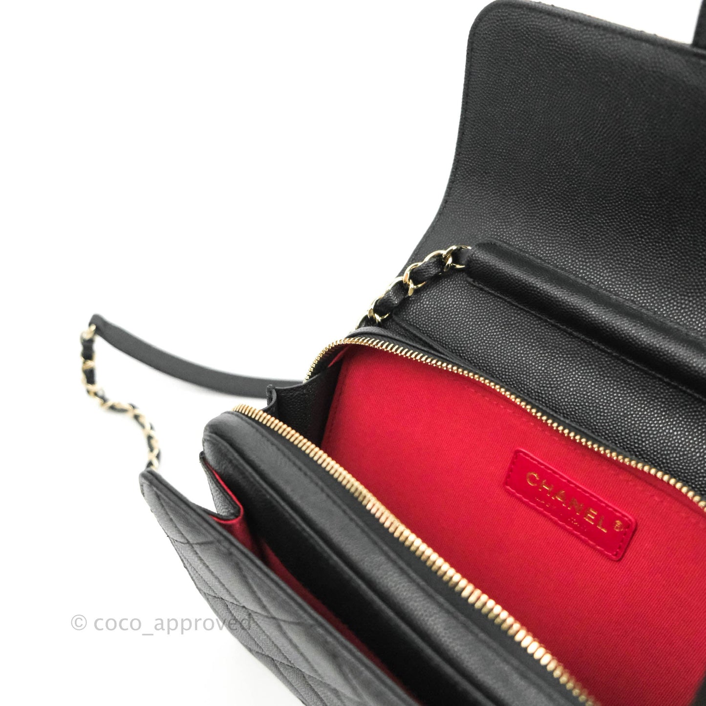 Chanel Quilted Like The Wallet Medium Flap Black Caviar Gold Hardware 22C