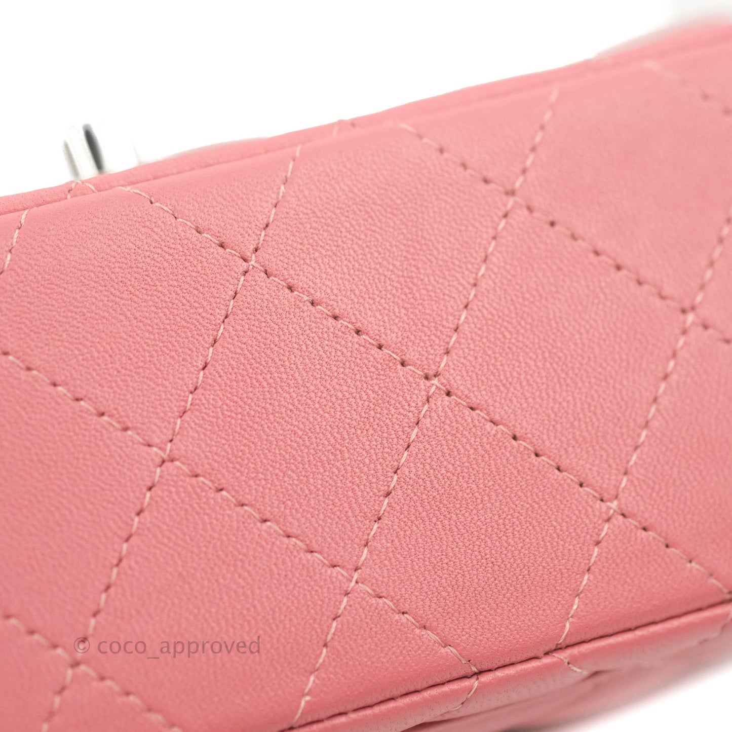Chanel Quilted Mini Rectangular Flap Pink Lambskin Silver Hardware