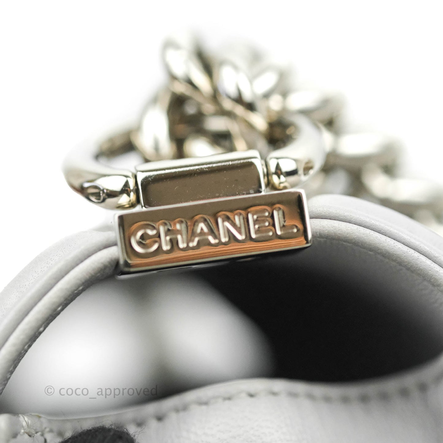 Chanel Quilted Medium Boy Grey Lambskin Silver Hardware