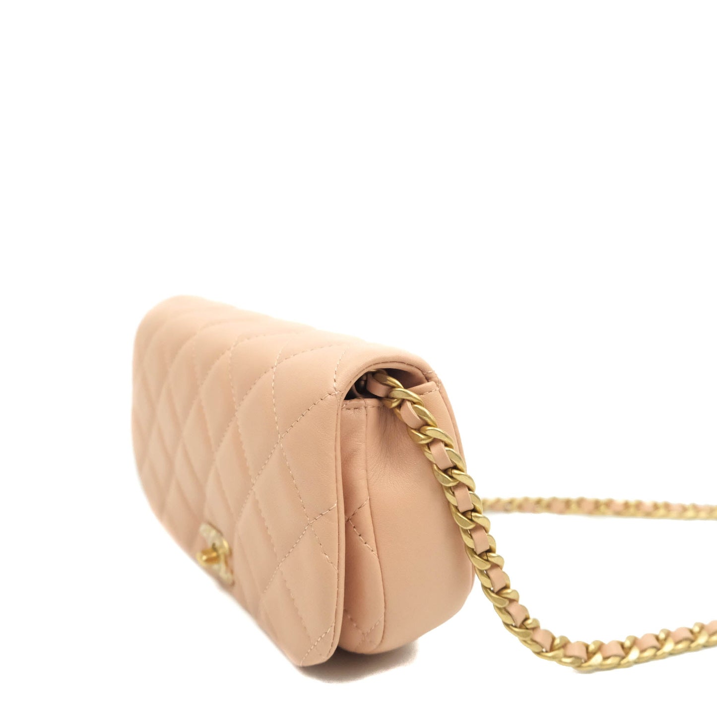 Chanel Clutch with Chain Beige Pink Calfskin Aged Gold Hardware