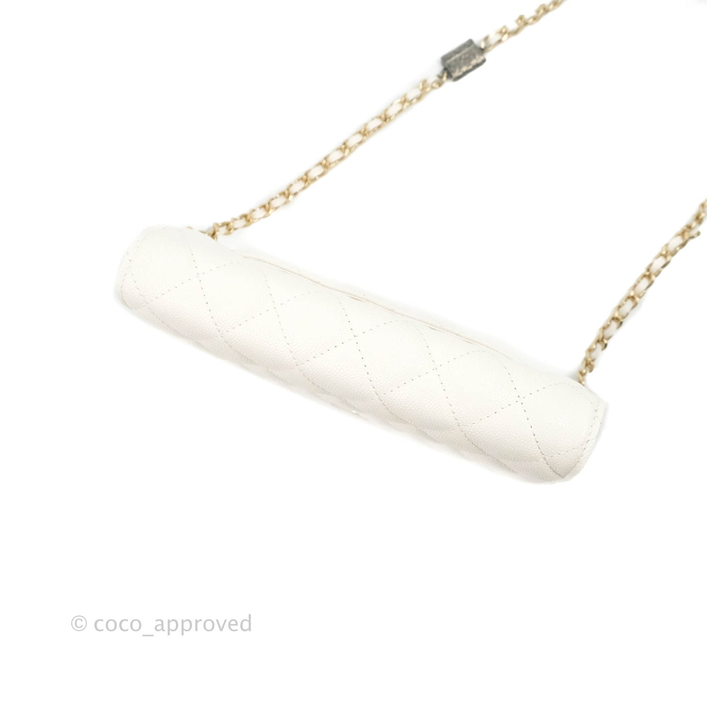 Chanel Quilted WOC White Caviar Gold Hardware With Charms