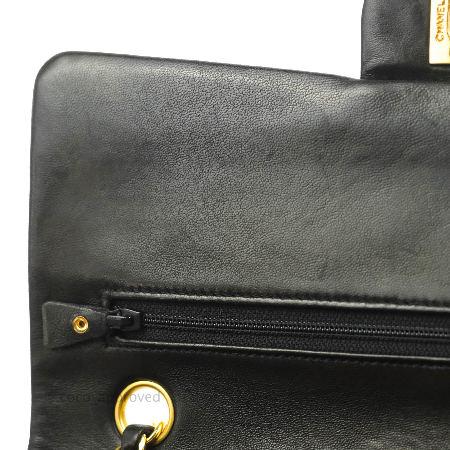 Chanel Vintage M/L Medium Double Flap Bag Black Lambskin 24K Gold Hardware