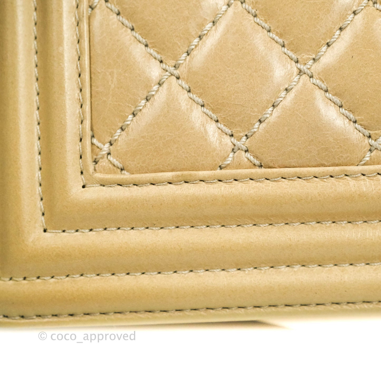 Chanel Quilted Large Boy Beige Aged Calfskin Aged Gold Hardware