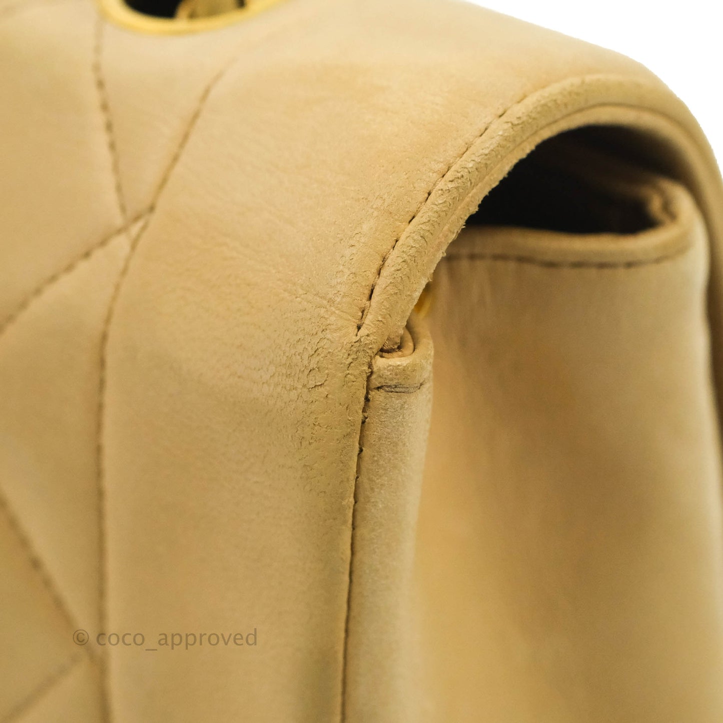 Chanel Vintage Small Quilted Classic Diana Flap Bag Beige Lambskin 24K Gold Hardware