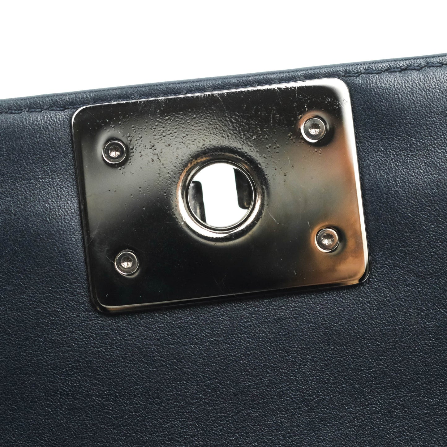 Chanel Small Quilted Boy Navy Calfskin Gun Metal
