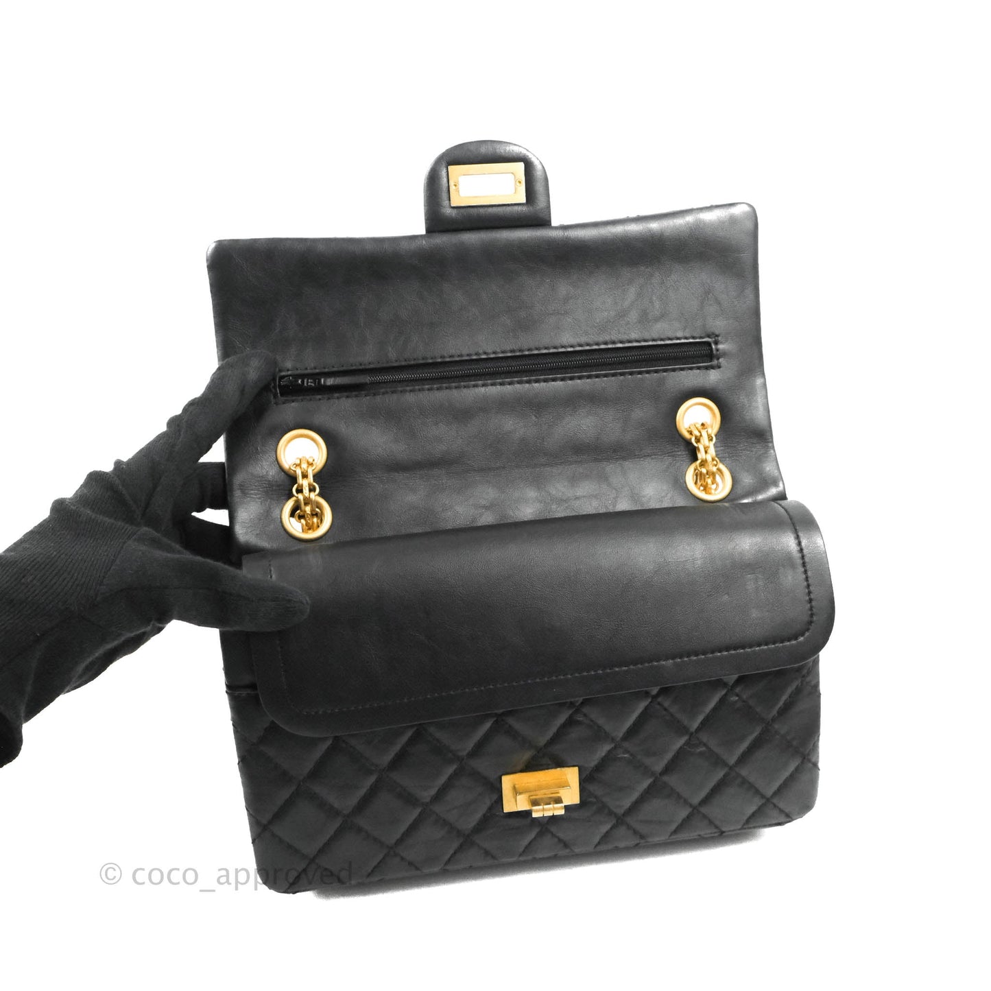 Chanel Reissue 225 Quilted Flap Black Aged Calfskin Aged Gold Hardware