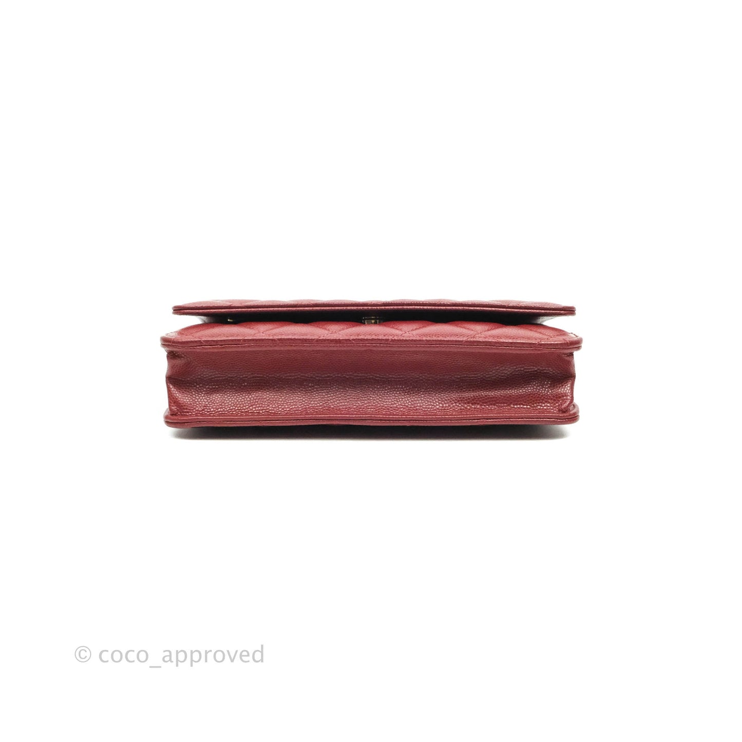 Chanel Quilted Wallet on Chain WOC Burgundy Caviar Gold Hardware