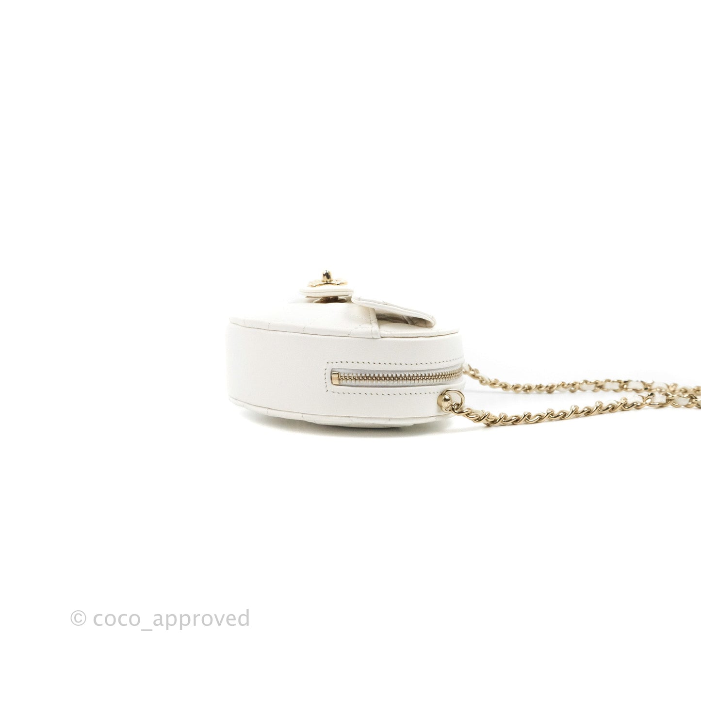 Chanel Small Heart Bag White Lambskin Gold Hardware 22S