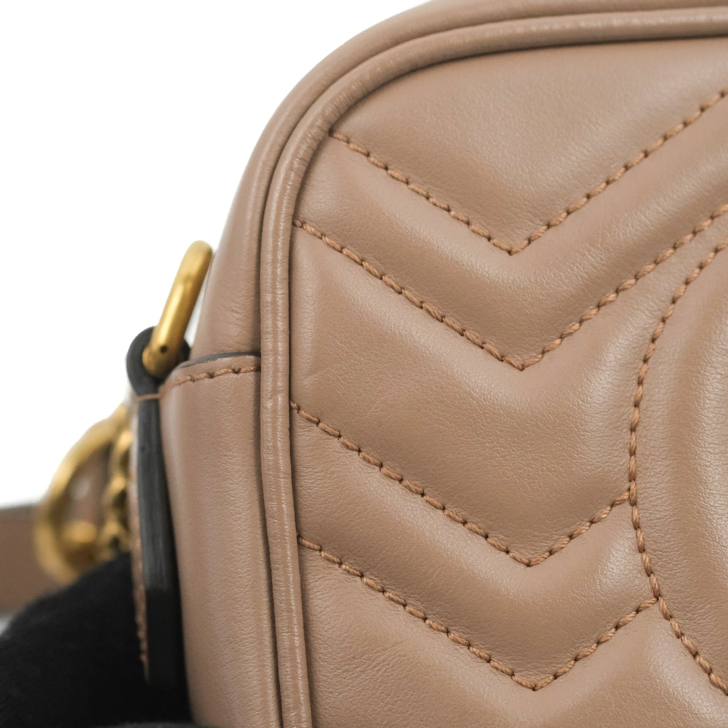 Gucci Mini Matelasse GG Marmont Camera Bag Dusty Pink Calfskin Gold Hardware