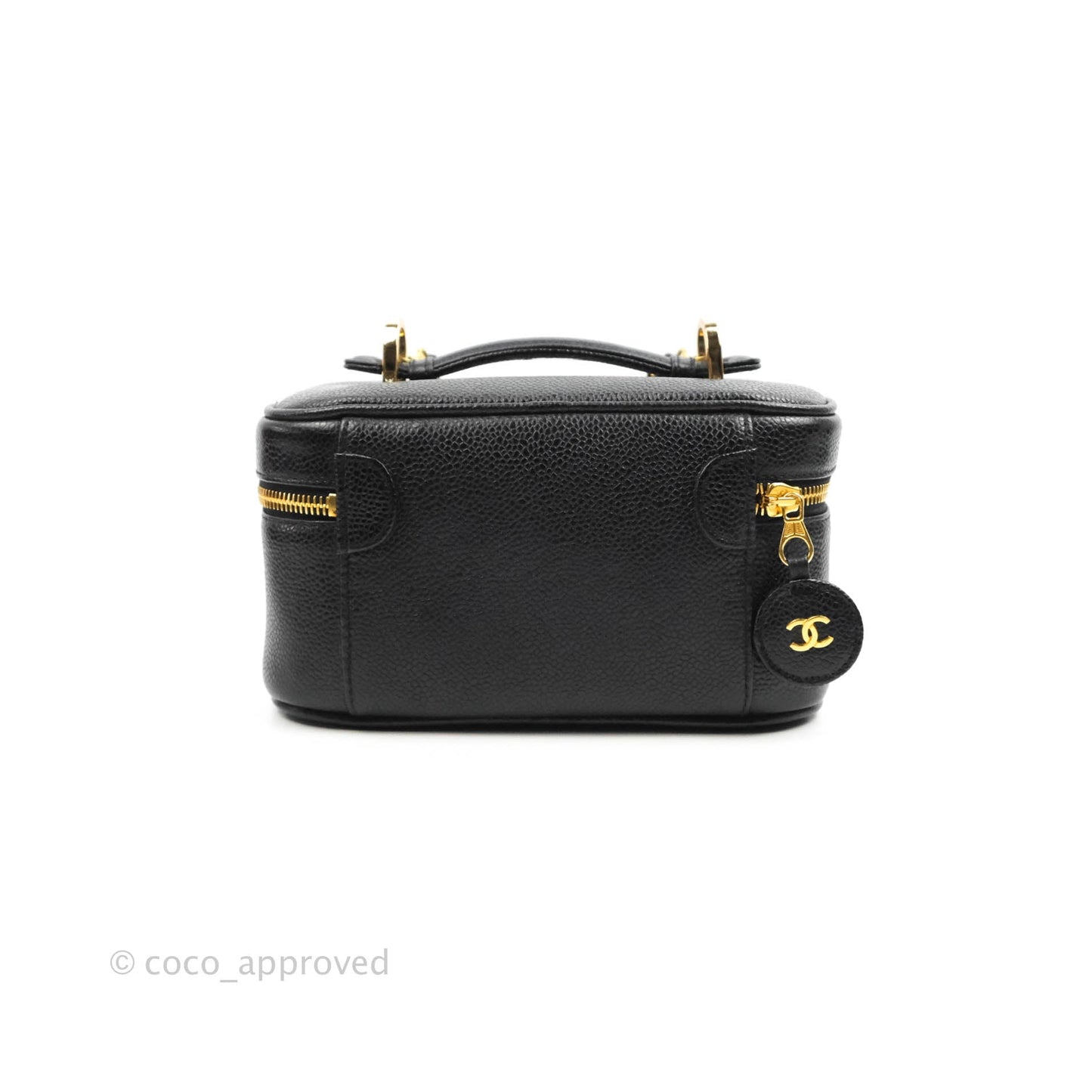 Chanel Vintage Vanity Case Black Caviar Gold Hardware