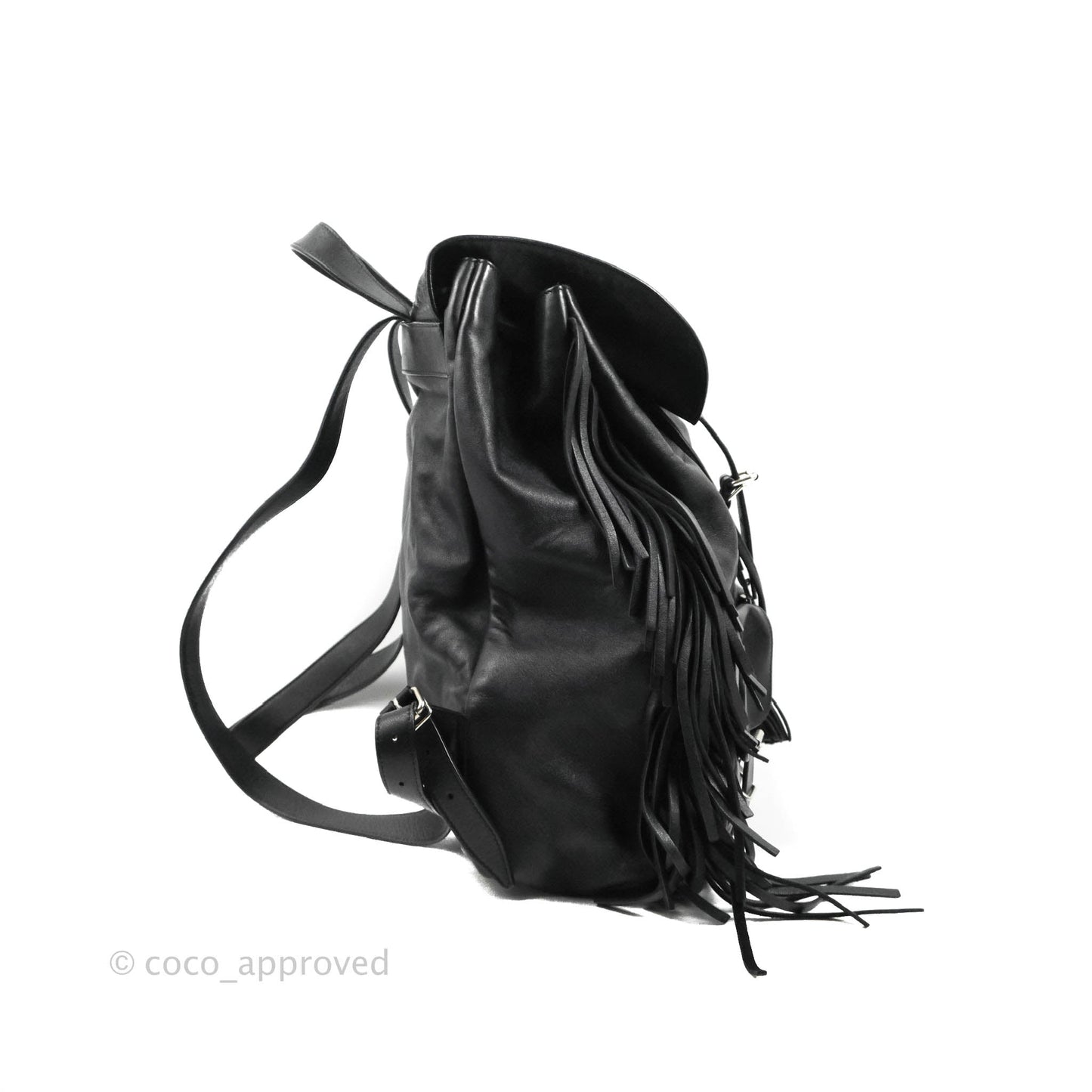 Saint Laurent Festival Fringe Backpack Black Calfskin