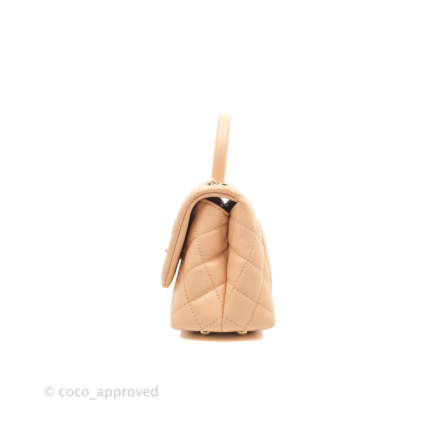 Chanel Mini Coco Handle Quilted Light Beige Pink Caviar Gold Hardware