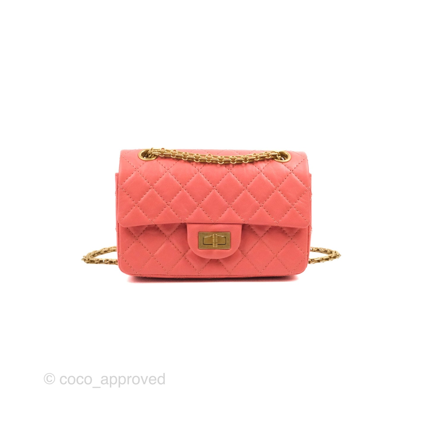 Chanel Mini Reissue 224 Pink Aged Calfskin Aged Gold Hardware