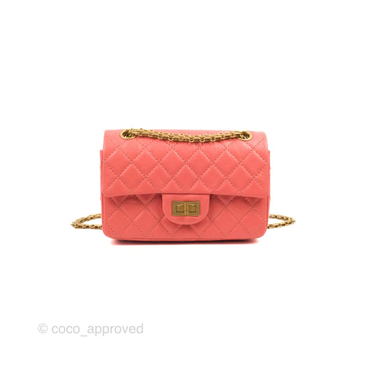 Chanel Mini Reissue 224 Pink Aged Calfskin Aged Gold Hardware