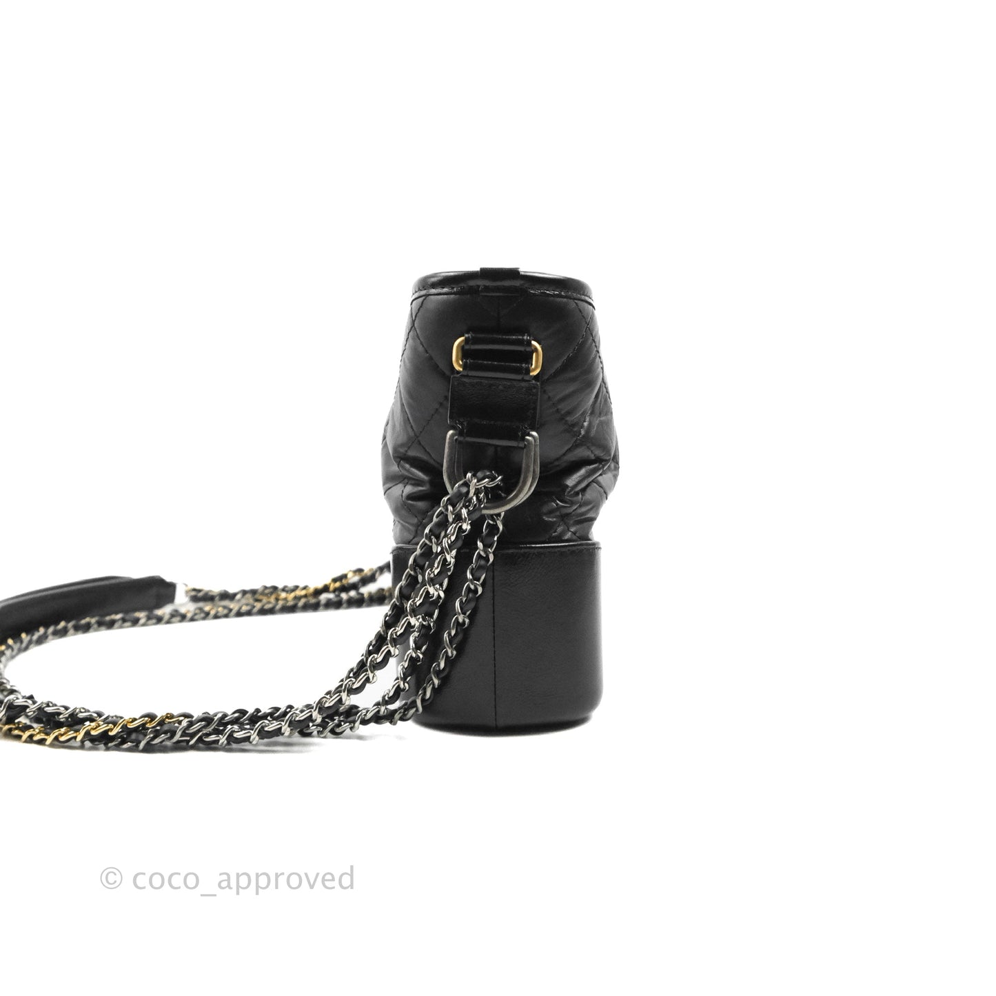 Chanel Medium Gabrielle Hobo with Logo Handle Black Aged Calfskin