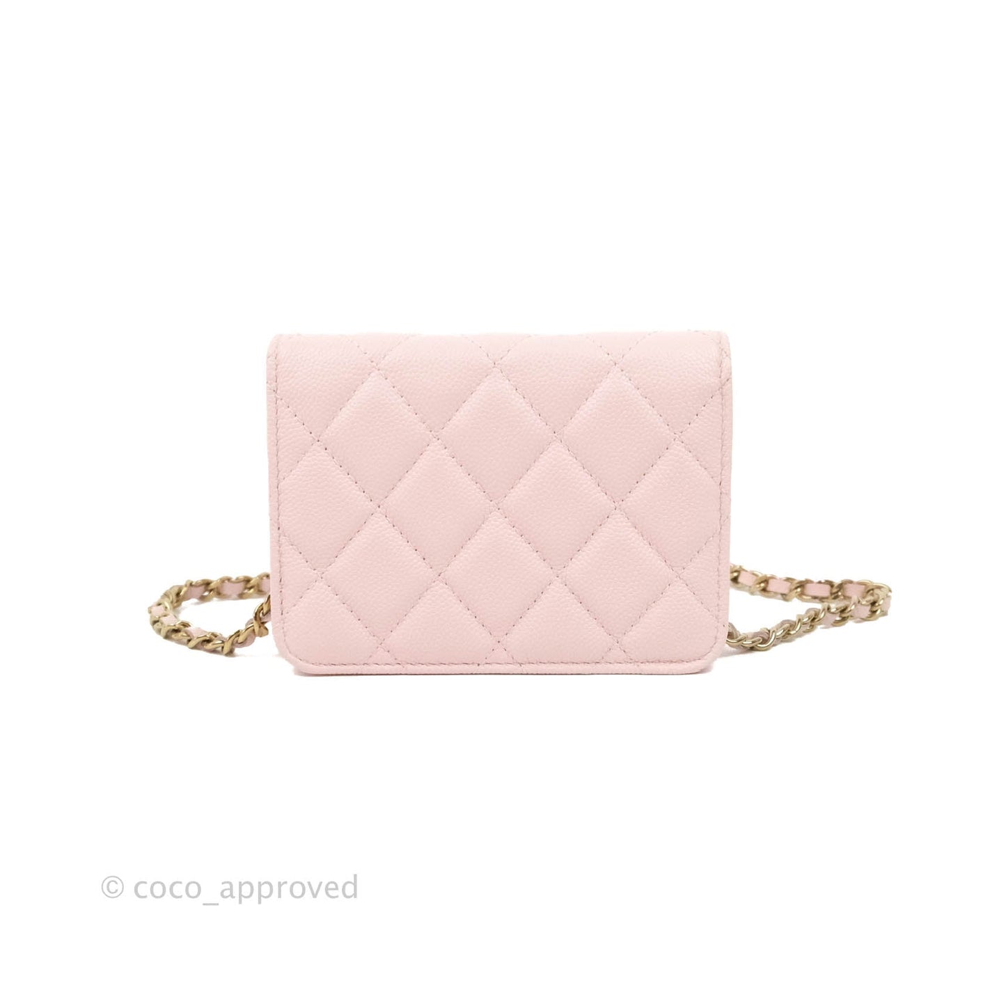 Chanel Mini Wallet With Chain Light Pink Caviar Gold Hardware