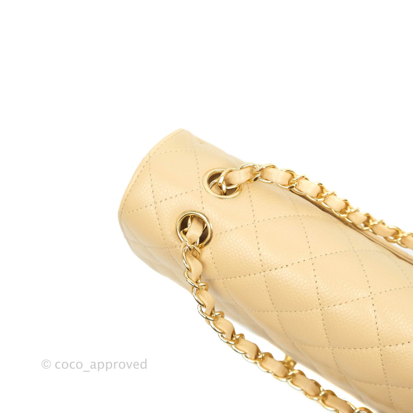 Chanel Classic M/L Medium Flap Quilted Beige Caviar Gold Hardware