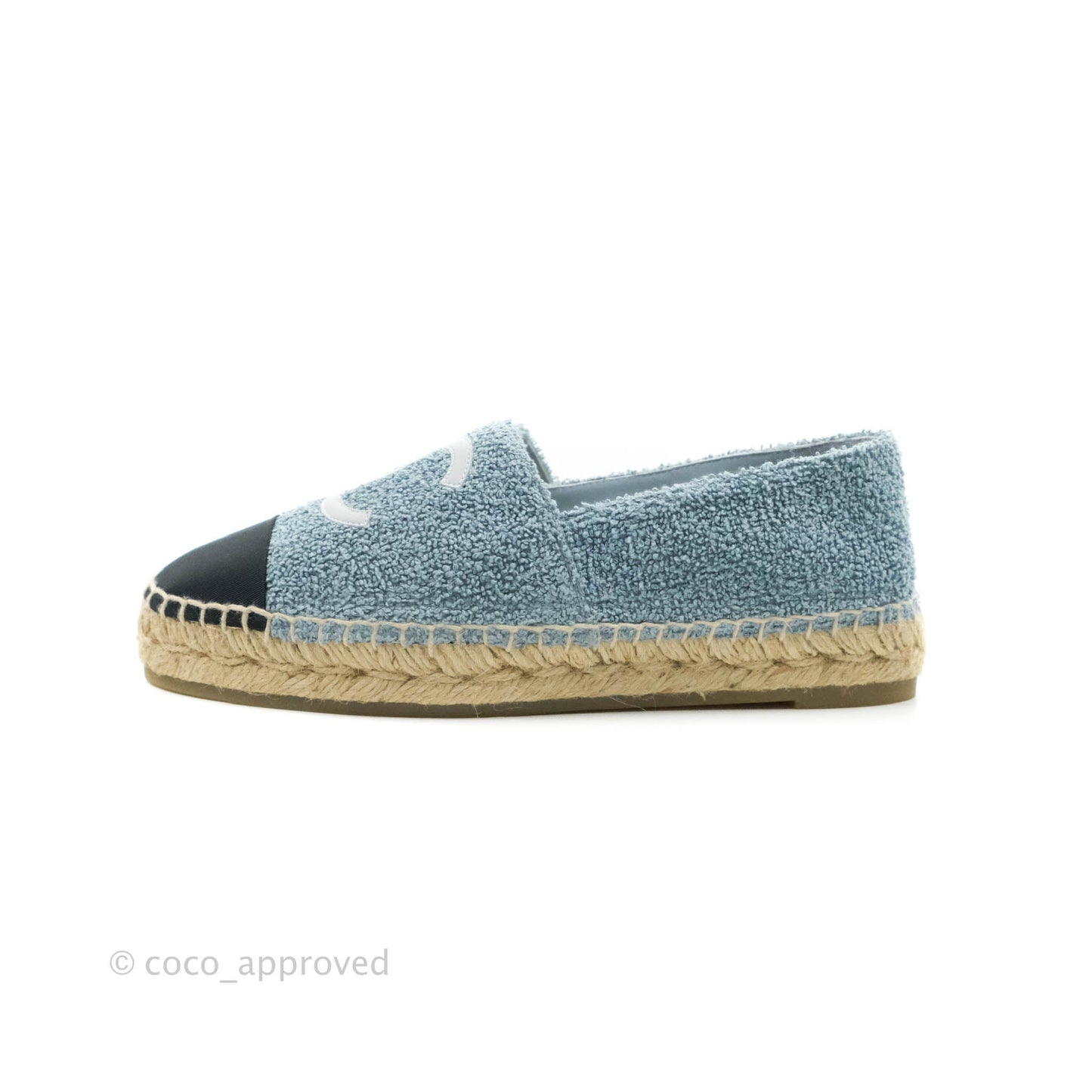 Chanel Espadrille Blue Grey Fabric Size 38C