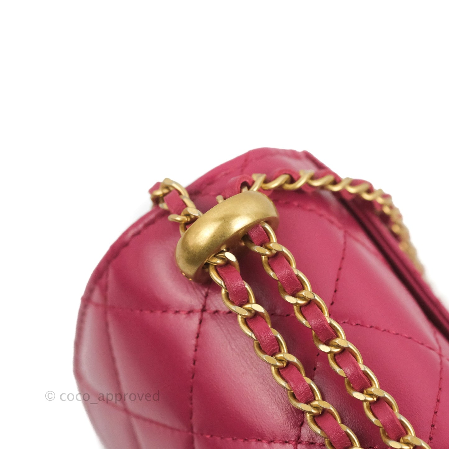 Chanel Quilted Perfect Fit Dark Pink Phone Holder Aged Gold Hardware