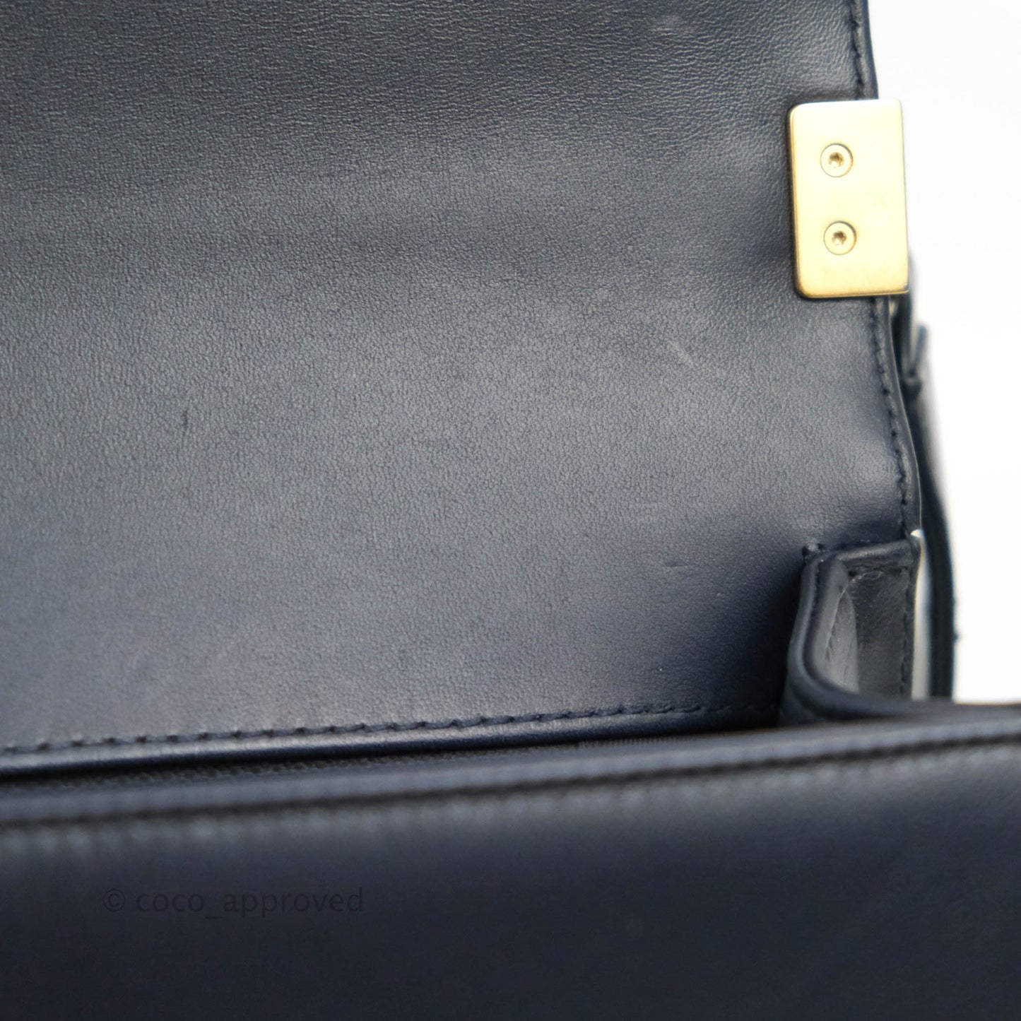 Chanel Quilted New Medium Boy Navy Lambskin Aged Gold Hardware