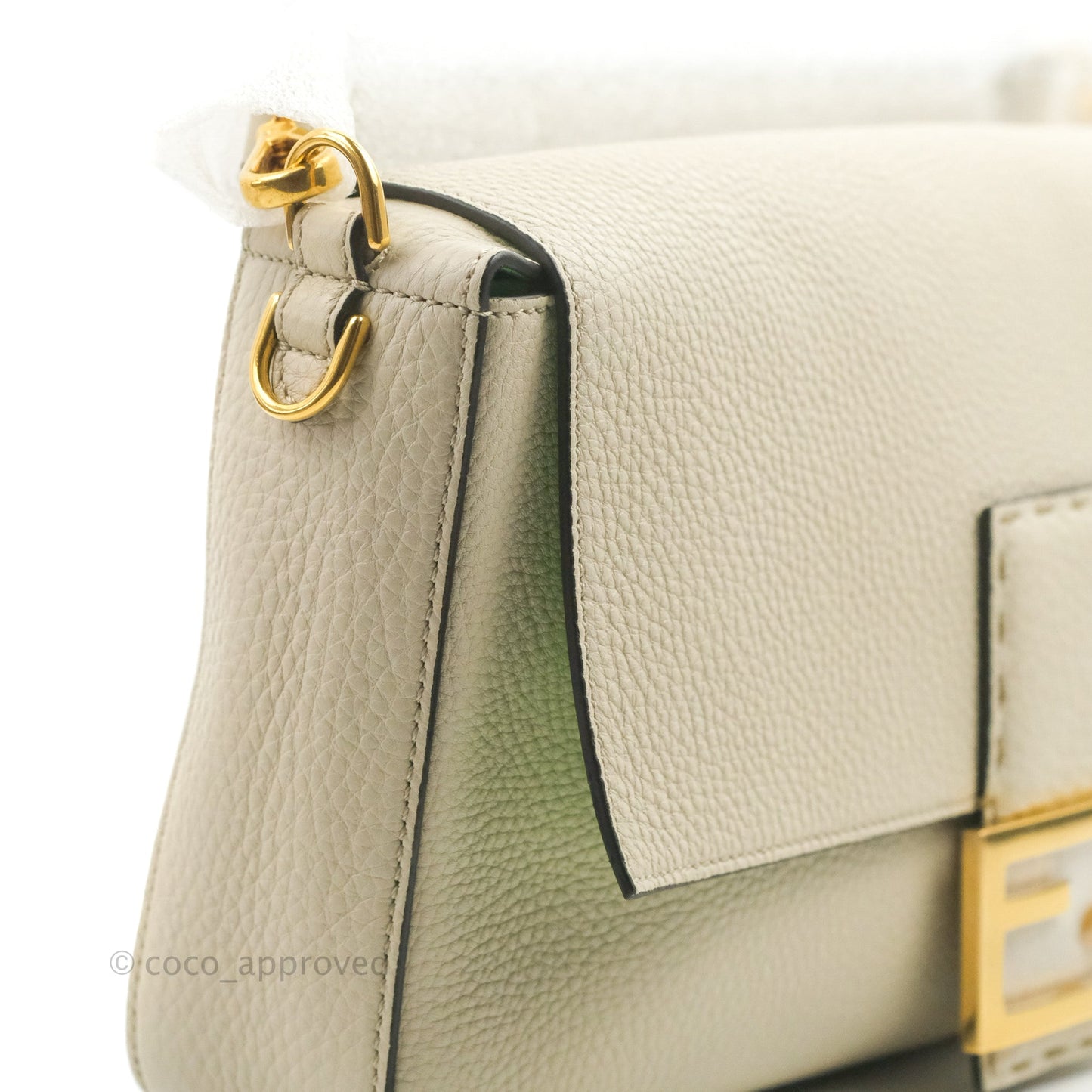 Fendi Large Selleria Baguette NM Bag Calfskin Ivory