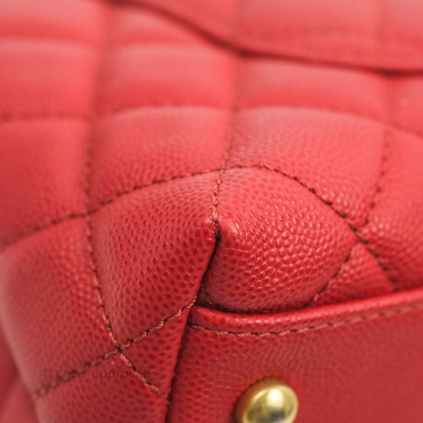 Chanel Small Quilted Coco Handle Red Caviar Gold Hardware
