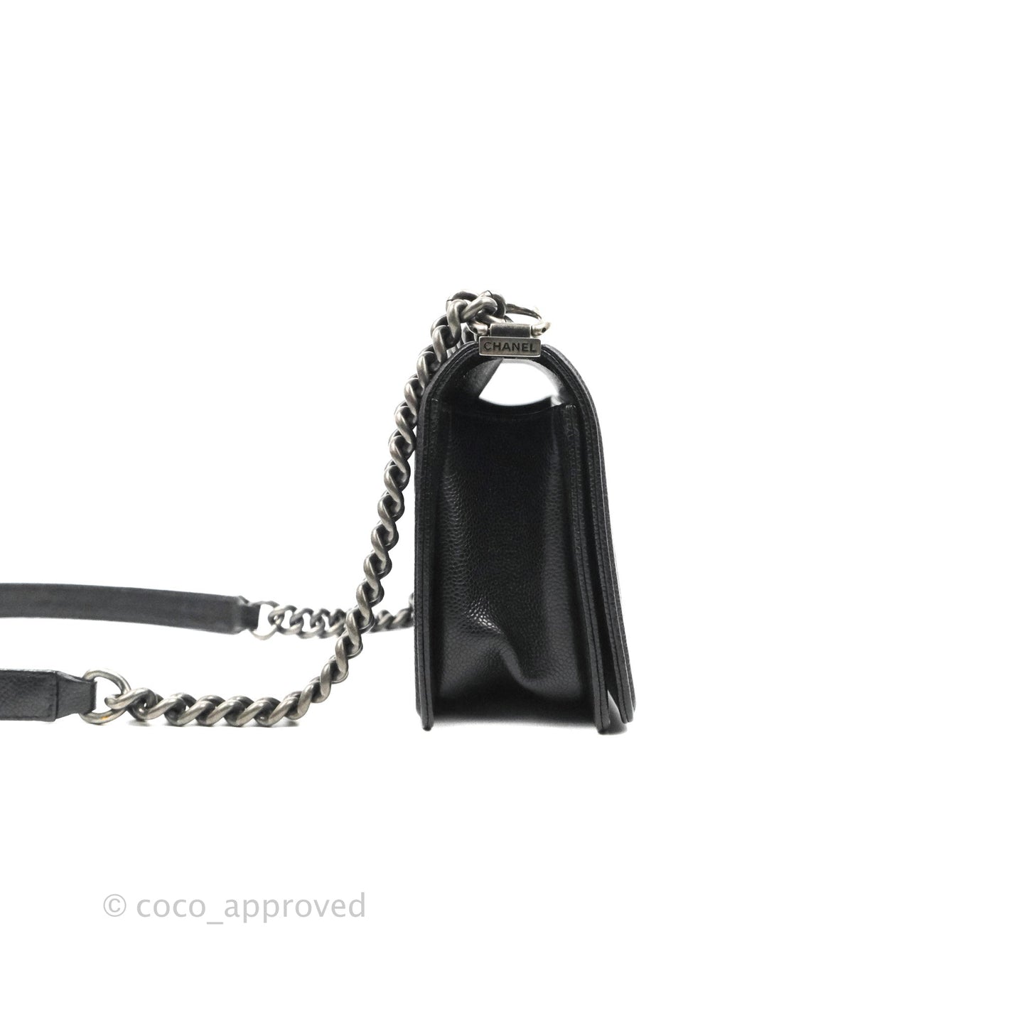 Chanel Quilted Medium Boy Black Caviar Ruthenium Hardware