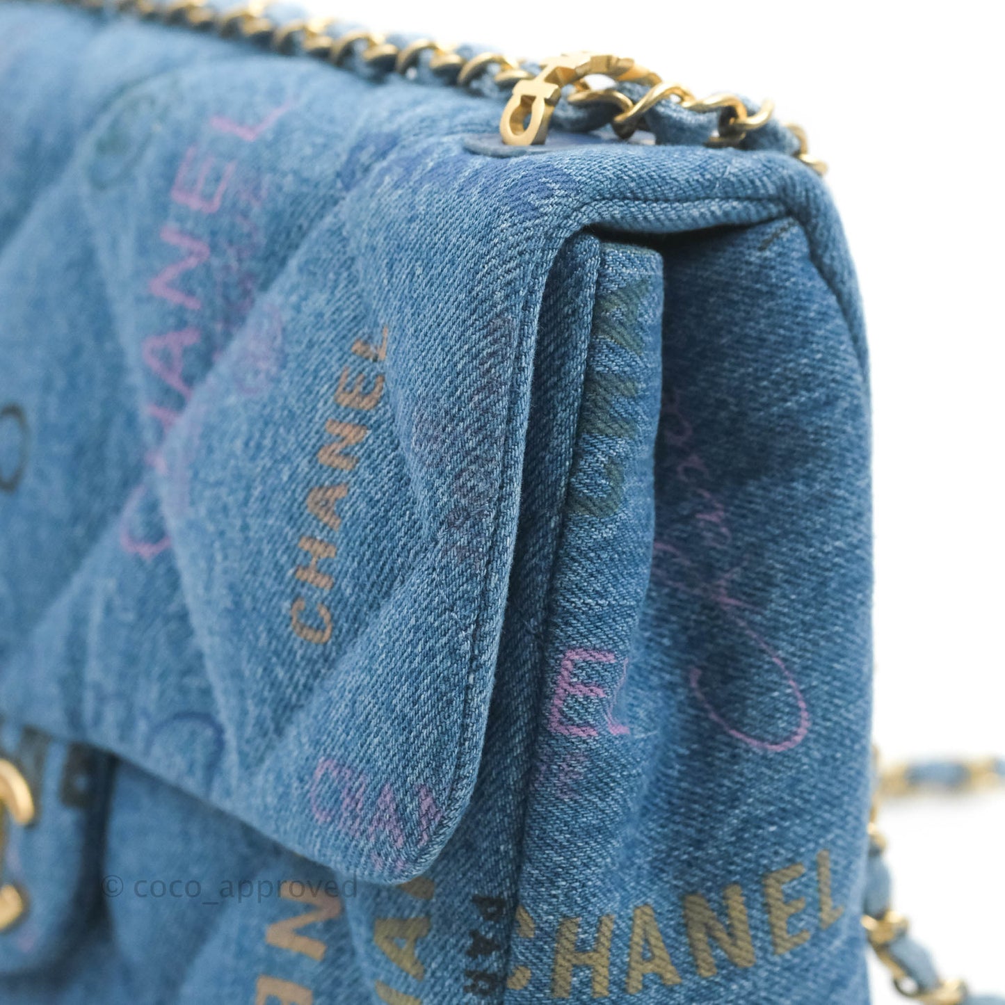 Chanel Quilted Large Denim Mood Flap Blue Multicolor 22P