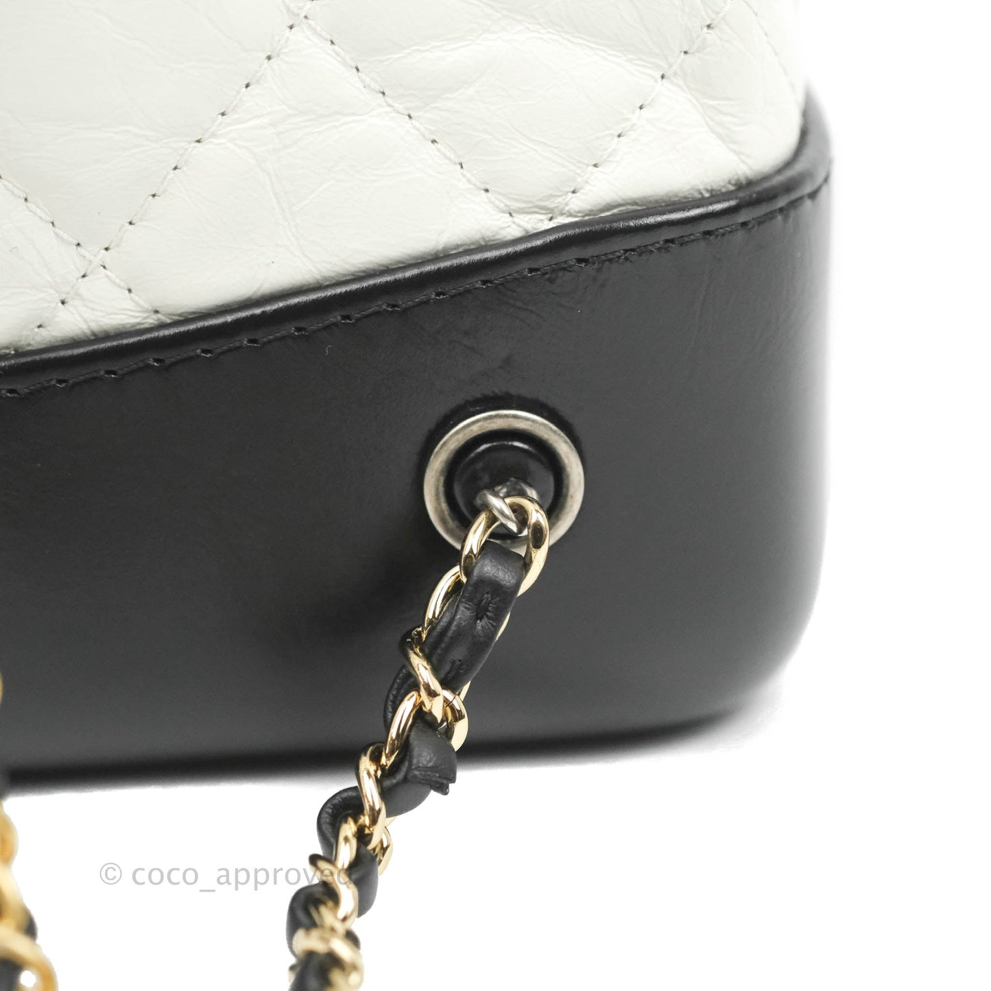 Chanel Small Gabrielle Backpack White Black Aged Calfskin