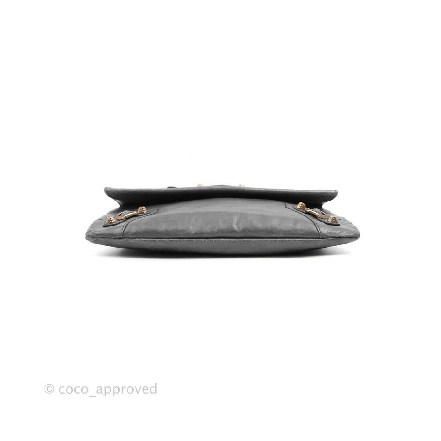 Balenciaga Classic Gold Hardware Envelope Strap Clutch Grey