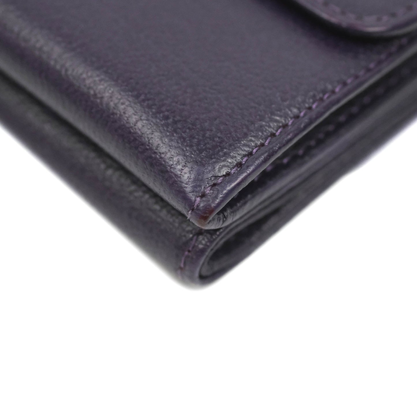 Chanel Vintage CC Tri-fold Short Wallet Purple Gold Hardware