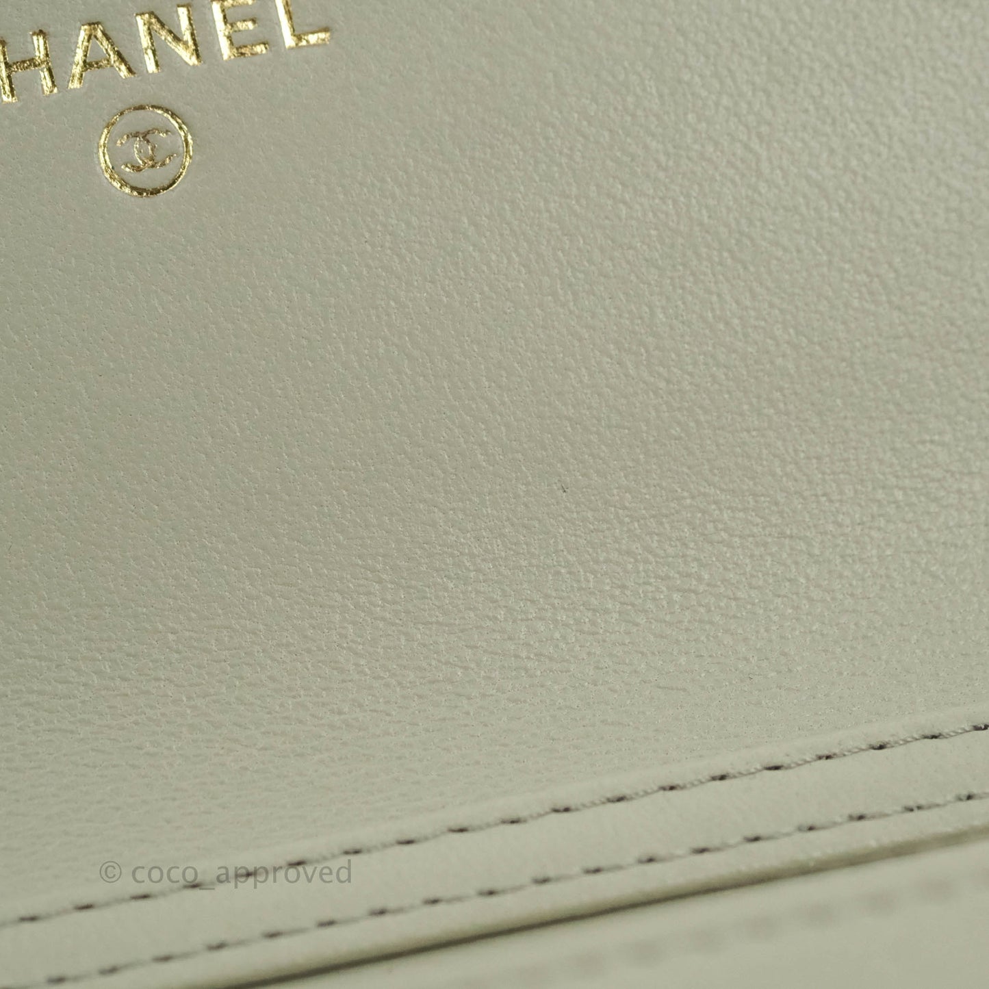 Chanel Quilted Pearl Crush Wallet on Chain WOC Light Grey Lambskin Aged Gold Hardware 22C