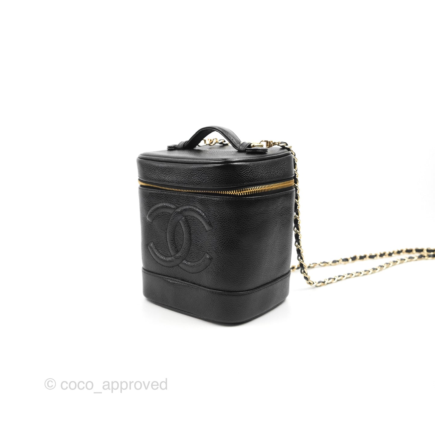 Chanel Vintage Vanity Case Black Caviar Gold Hardware