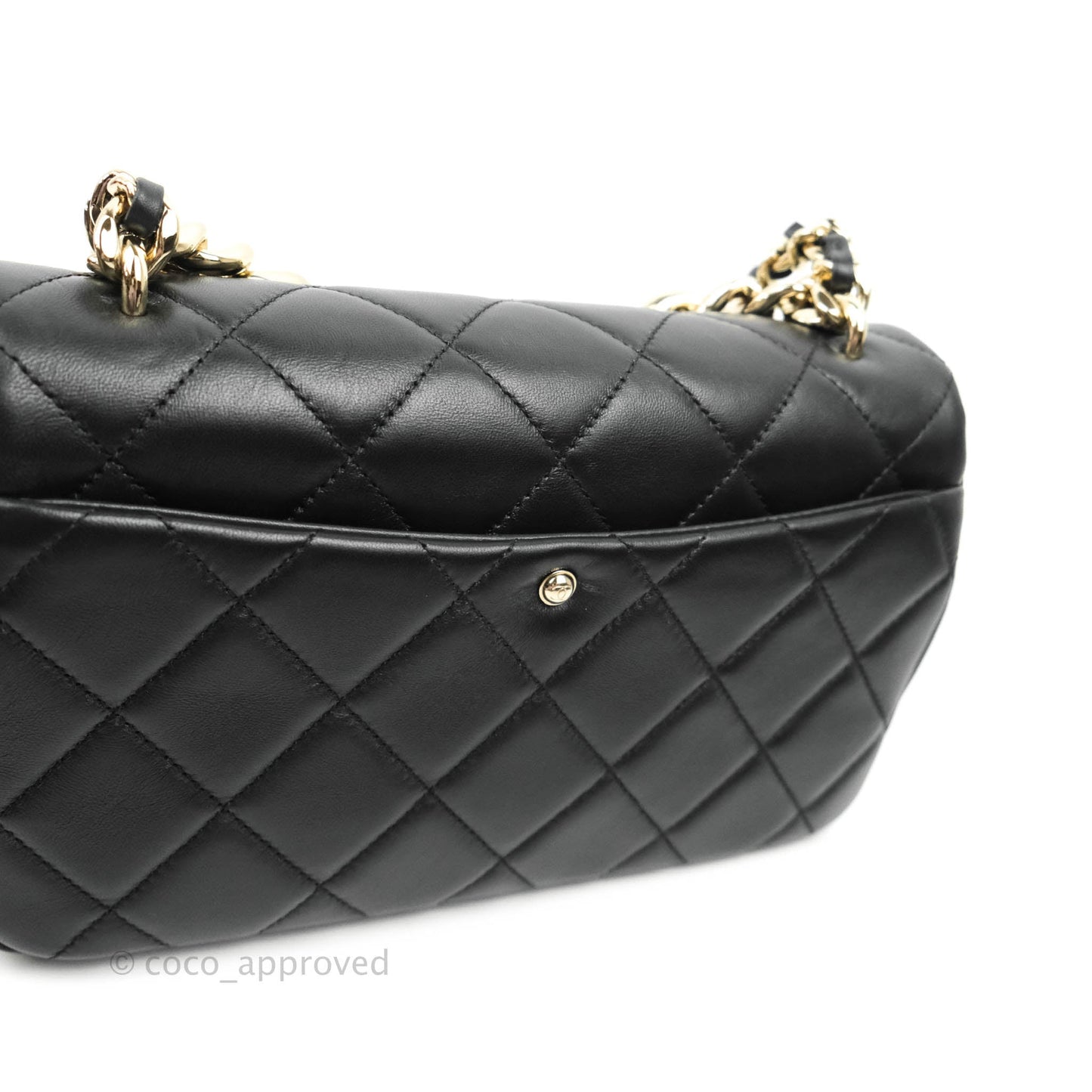 Chanel Quilted Large Resin Bi-Color Chain Flap Bag Black Lambskin