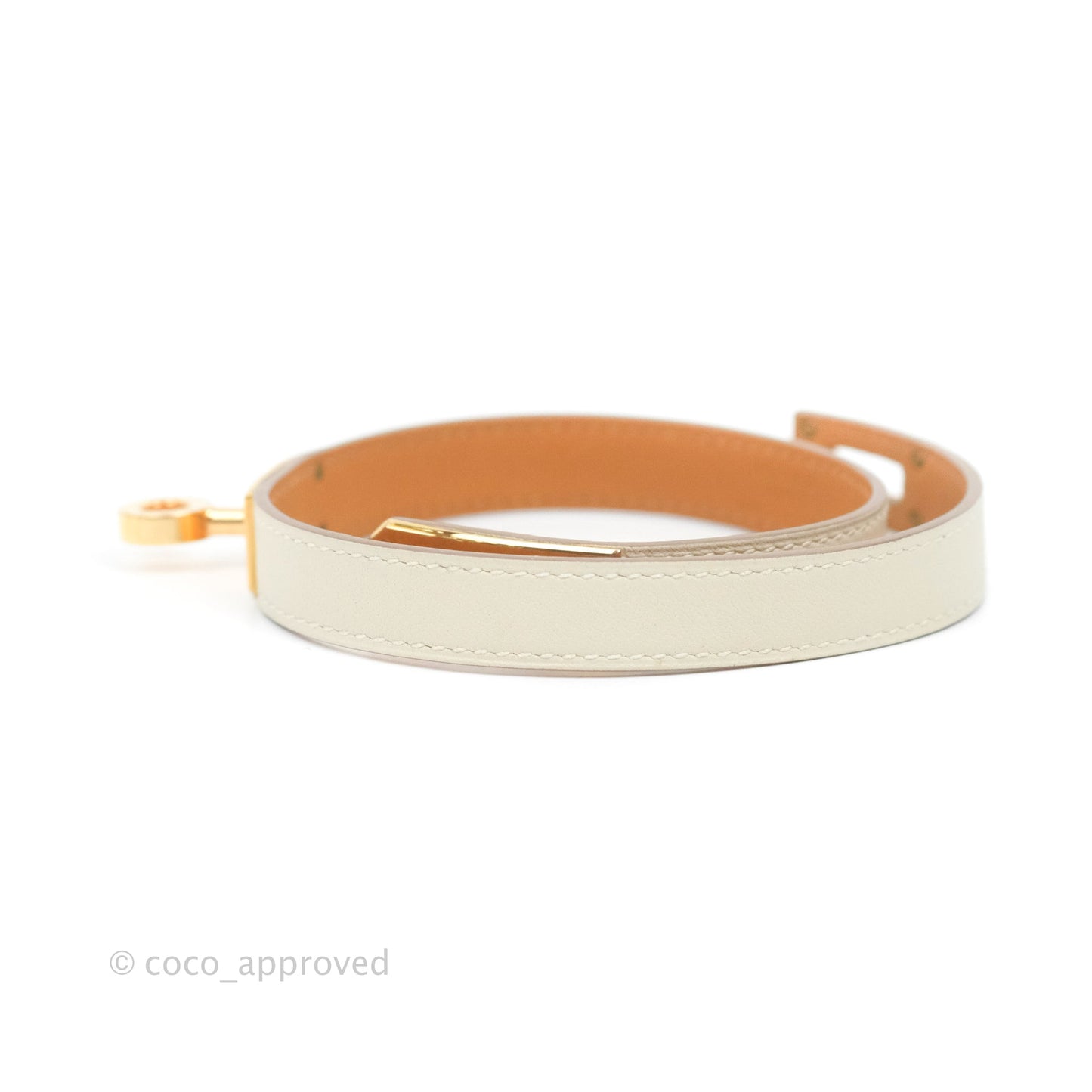 Hermès Kelly Double Tour Bracelet Craie Swift Rose Gold Hardware