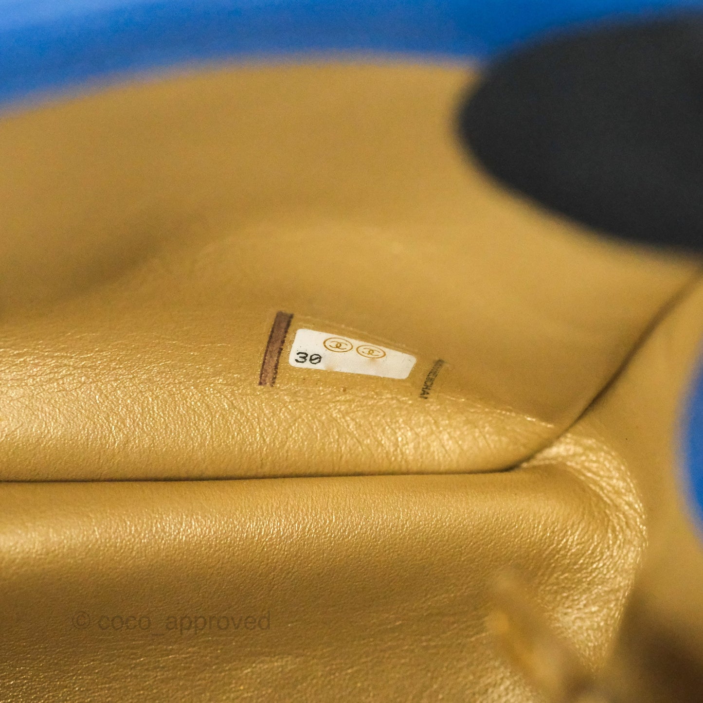 Chanel Mini Square Pearl Crush Quilted Blue Lambskin Aged Gold Hardware
