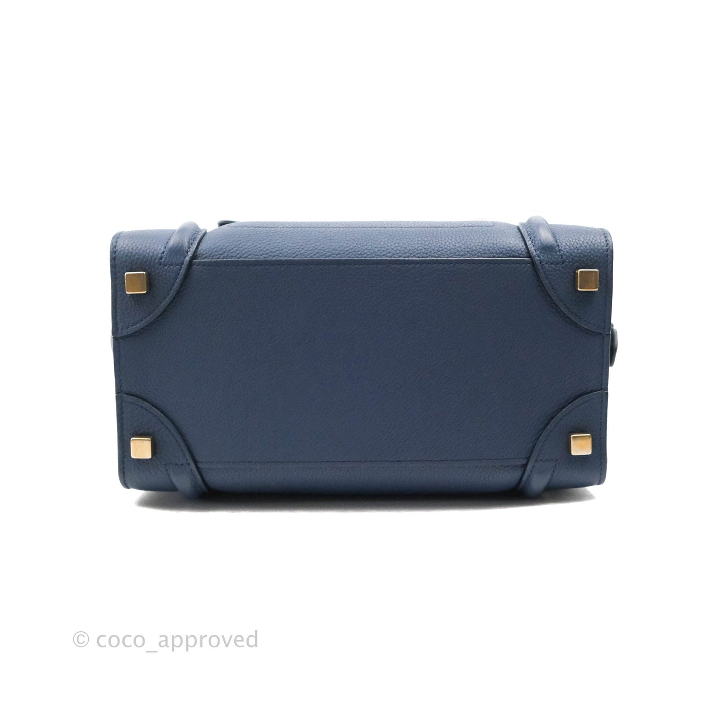 Celine Micro Luggage Handbag Navy Grained Calfskin Gold Hardware
