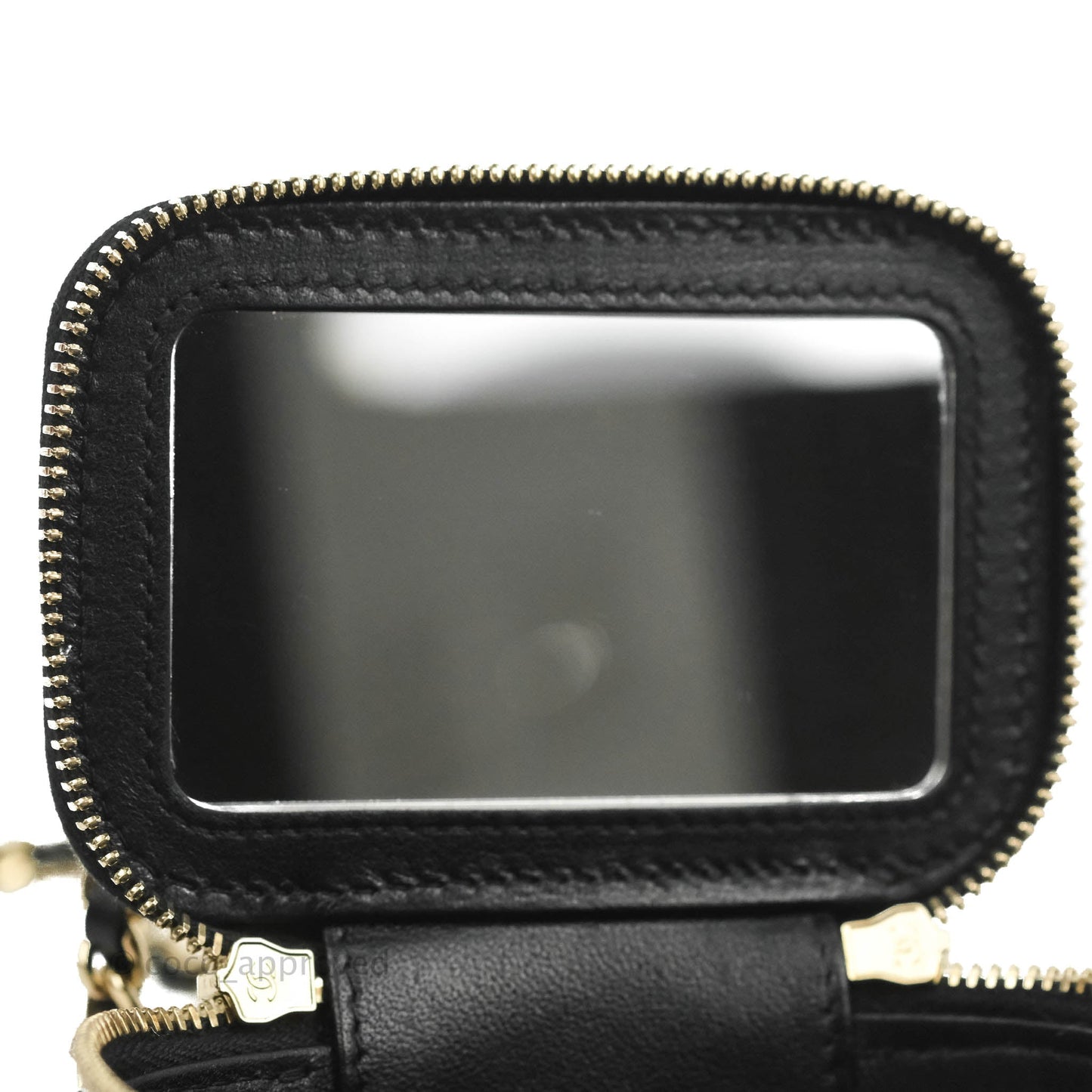 Chanel Mini Top Handle Vanity With Chain Black Lambskin Gold Hardware