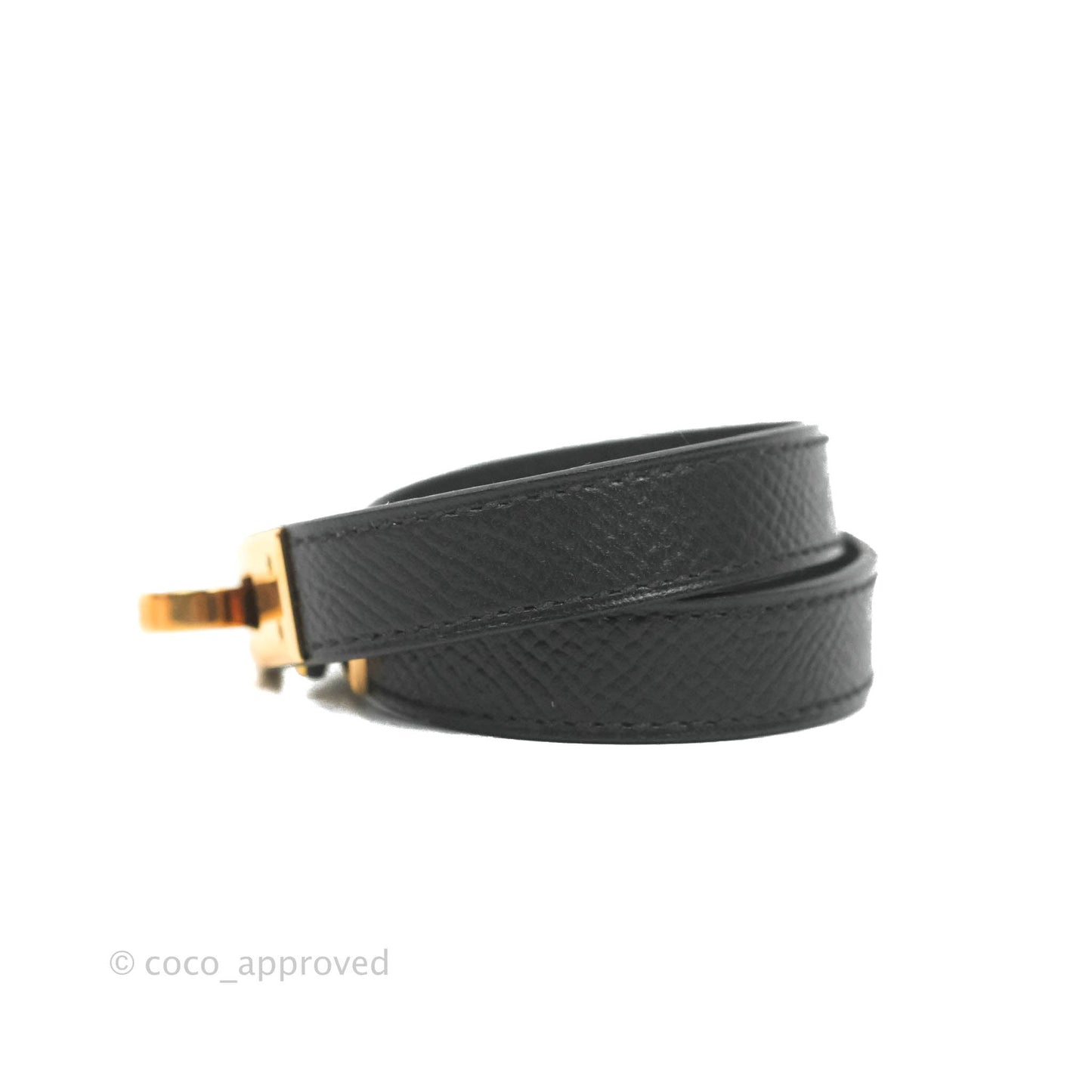 Hermès Kelly Double Tour Bracelet Black Epsom Rose Gold Hardware