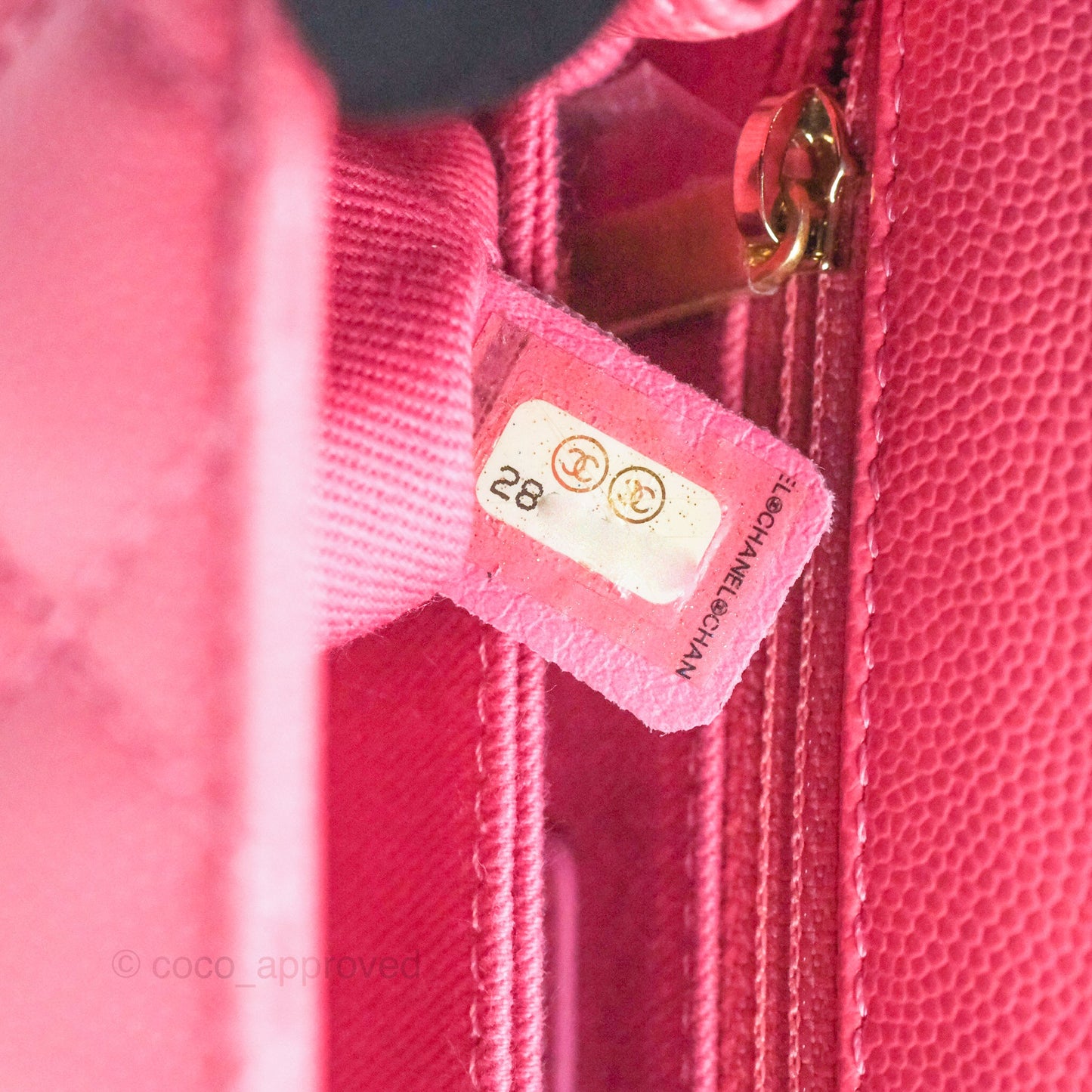 Chanel Small Coco Handle Quilted Pink Caviar Aged Gold Hardware Lizard Embossed Handle