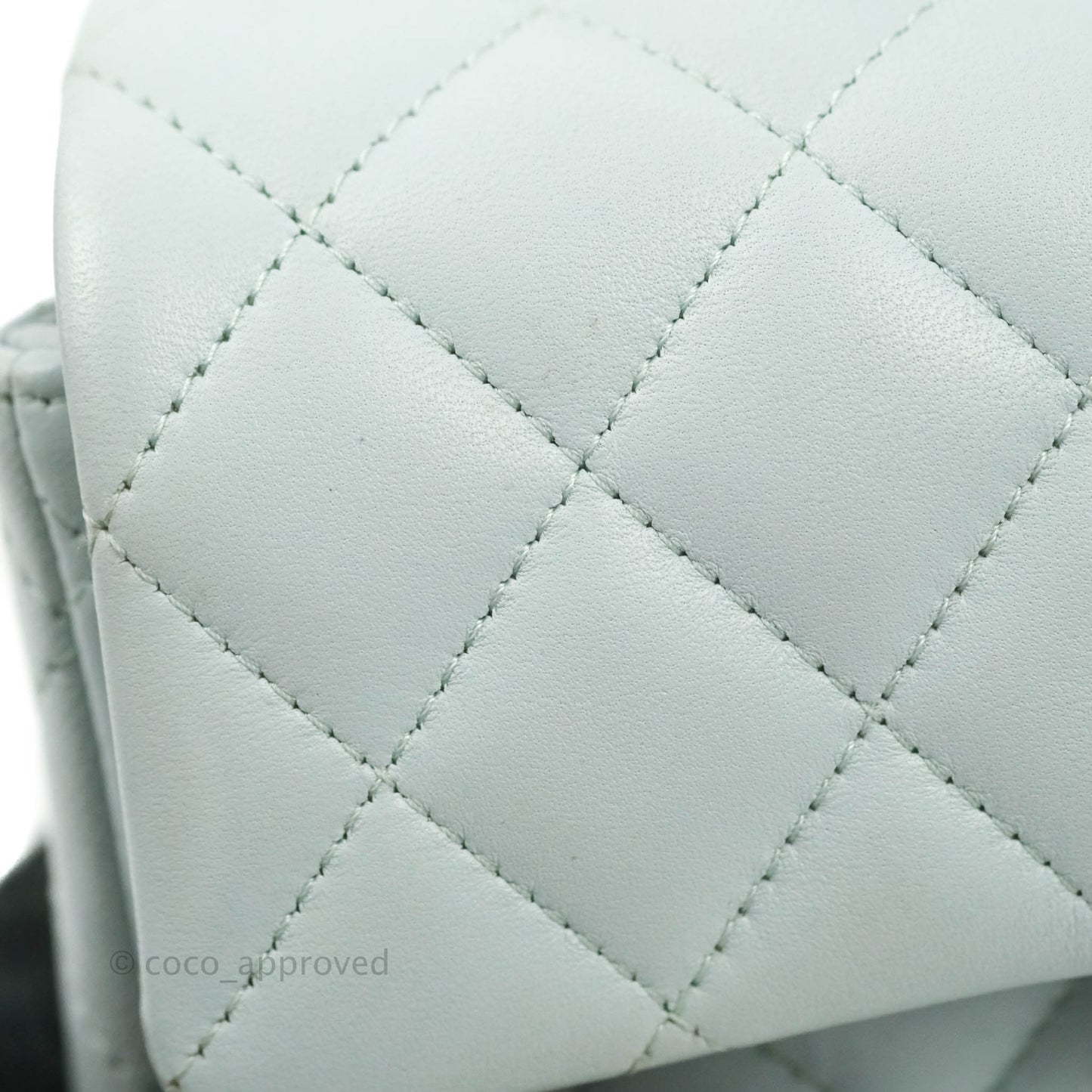 Chanel Top Handle Mini Rectangular Flap Bag Light Blue Lambskin Gold Hardware