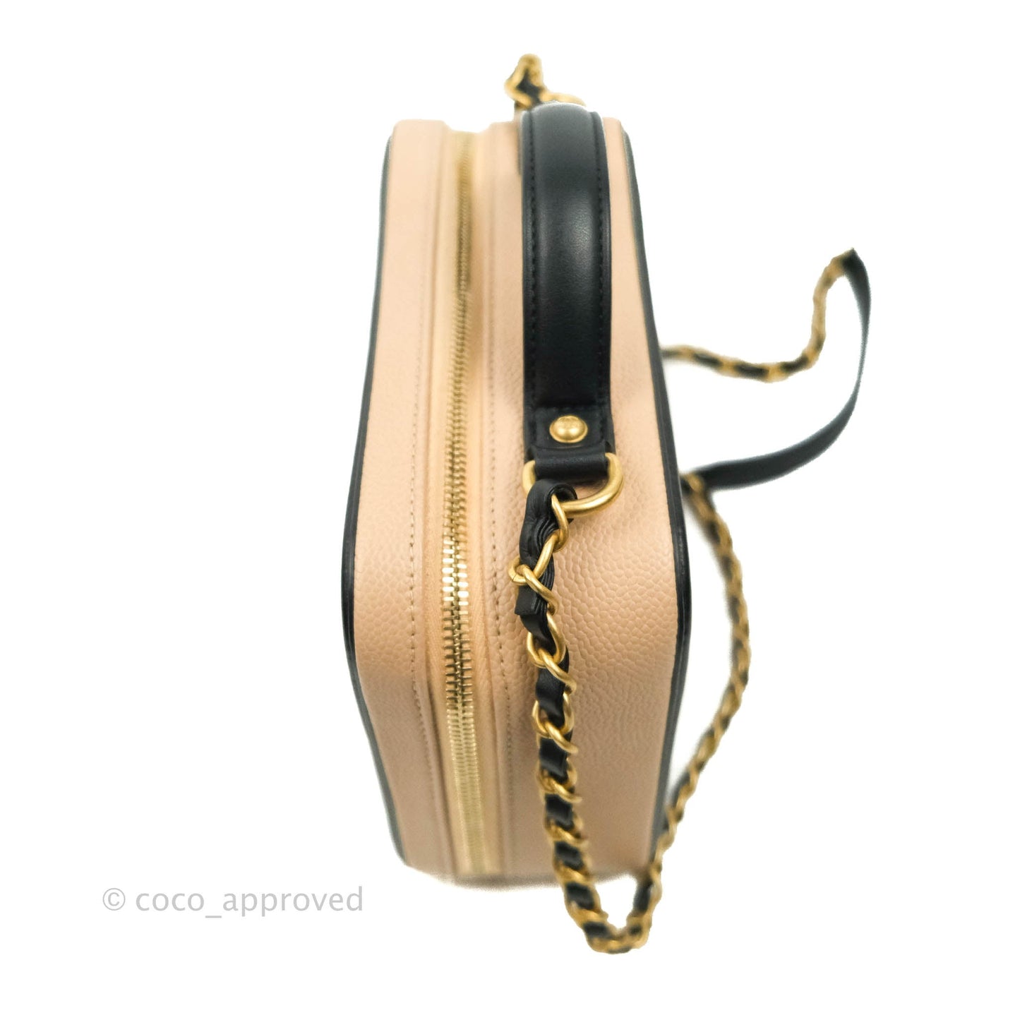 Chanel Quilted Medium CC Filigree Vanity Case Beige Caviar Gold Hardware