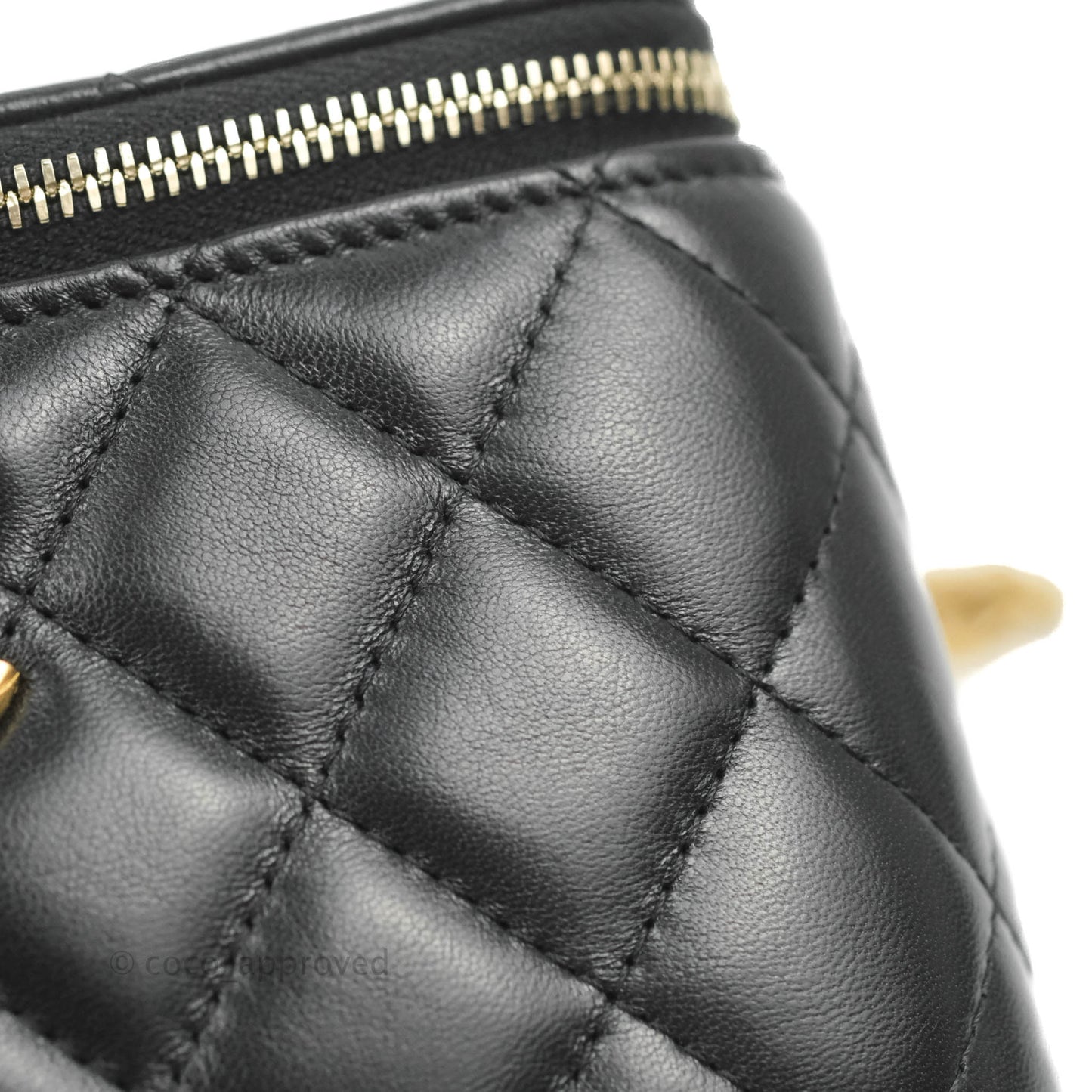 Chanel Vanity with Adjustable Chain Black Lambskin Aged Gold Hardware 22K