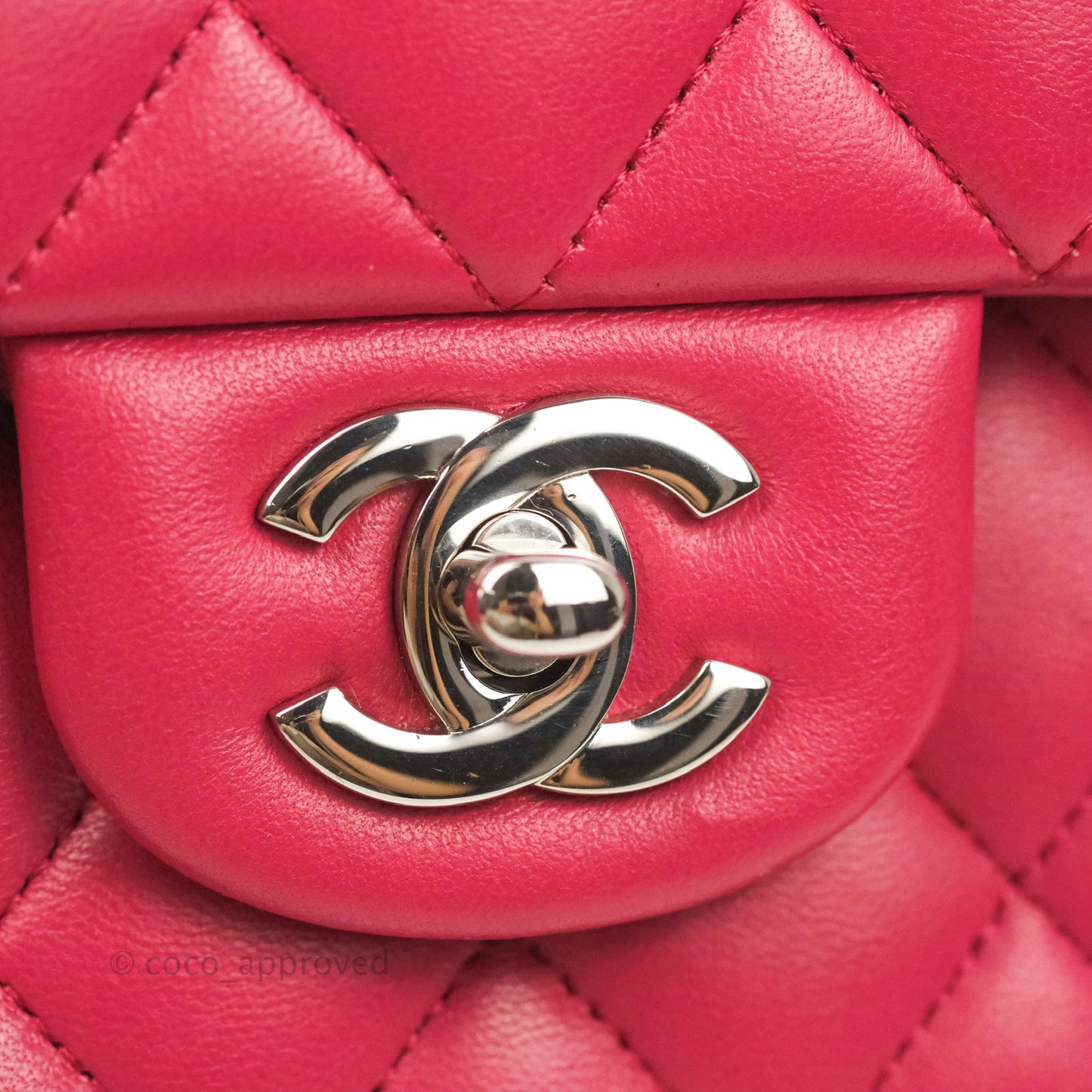 Chanel Classic Quilted M/L Medium Flap Dark Pink Lambskin Silver Hardware