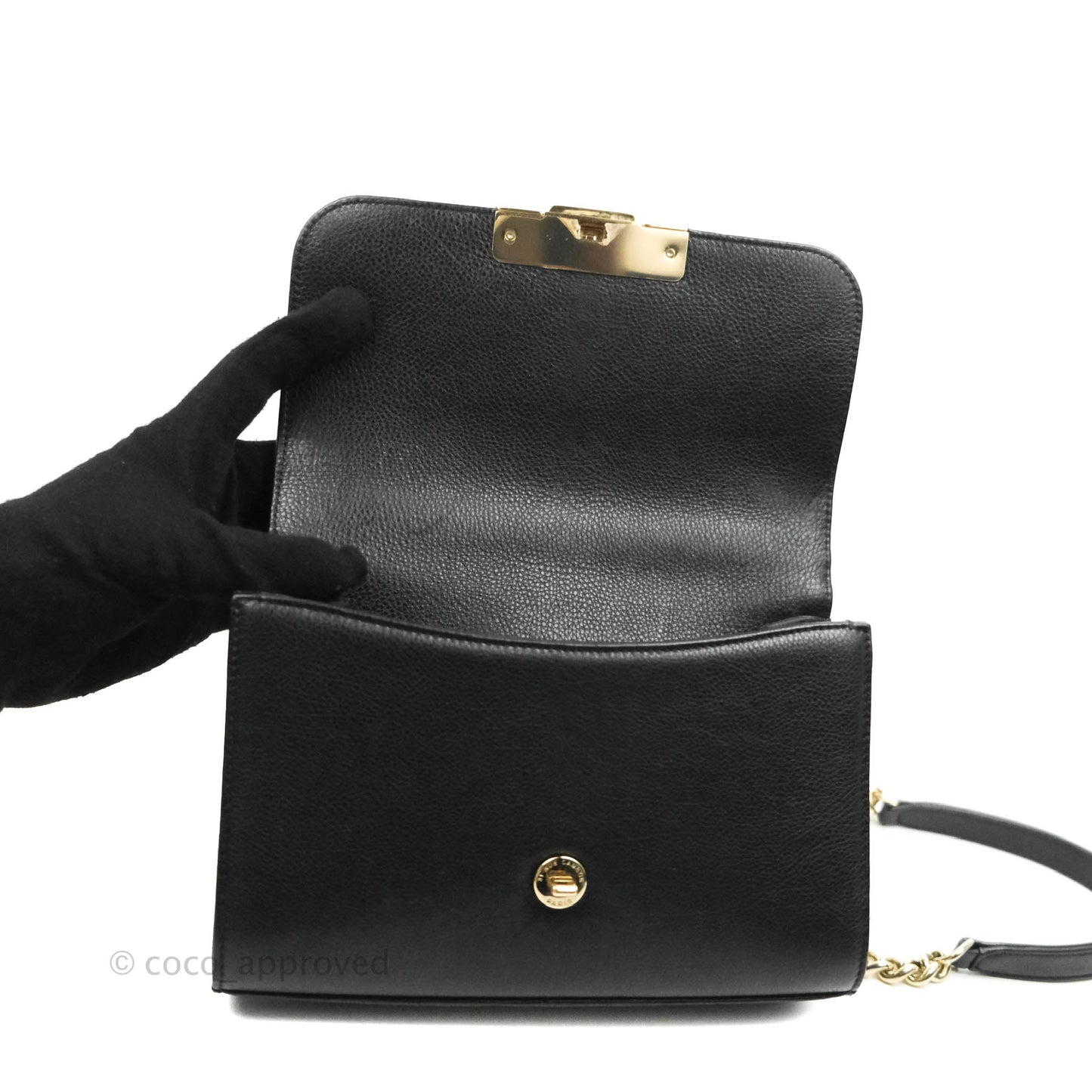 Chanel Quilted Small Label Click Flap Bag Black Grained Calfskin Gold Hardware