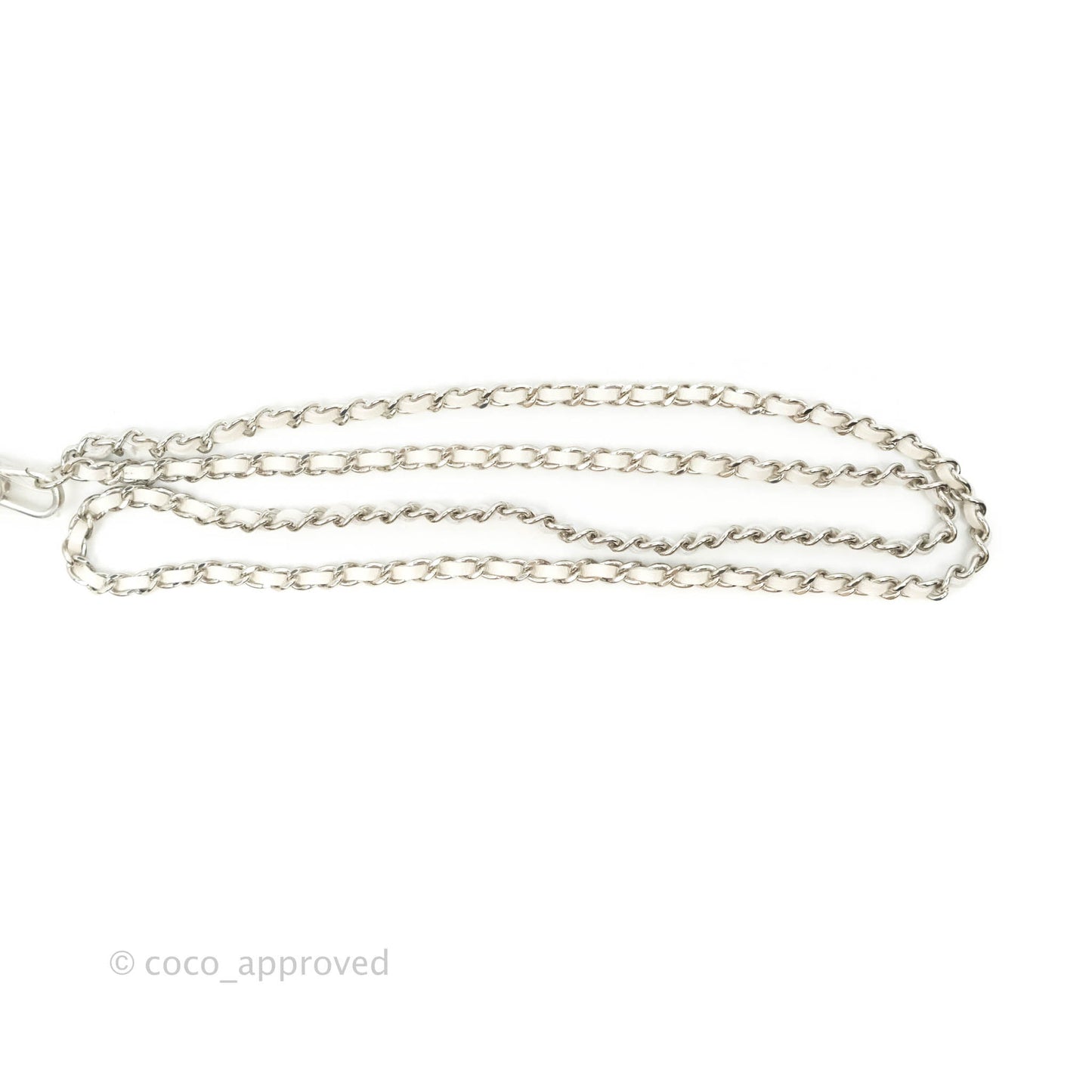 Chanel Classic Chain Card Holder Iridescent White Lambskin Silver Hardware